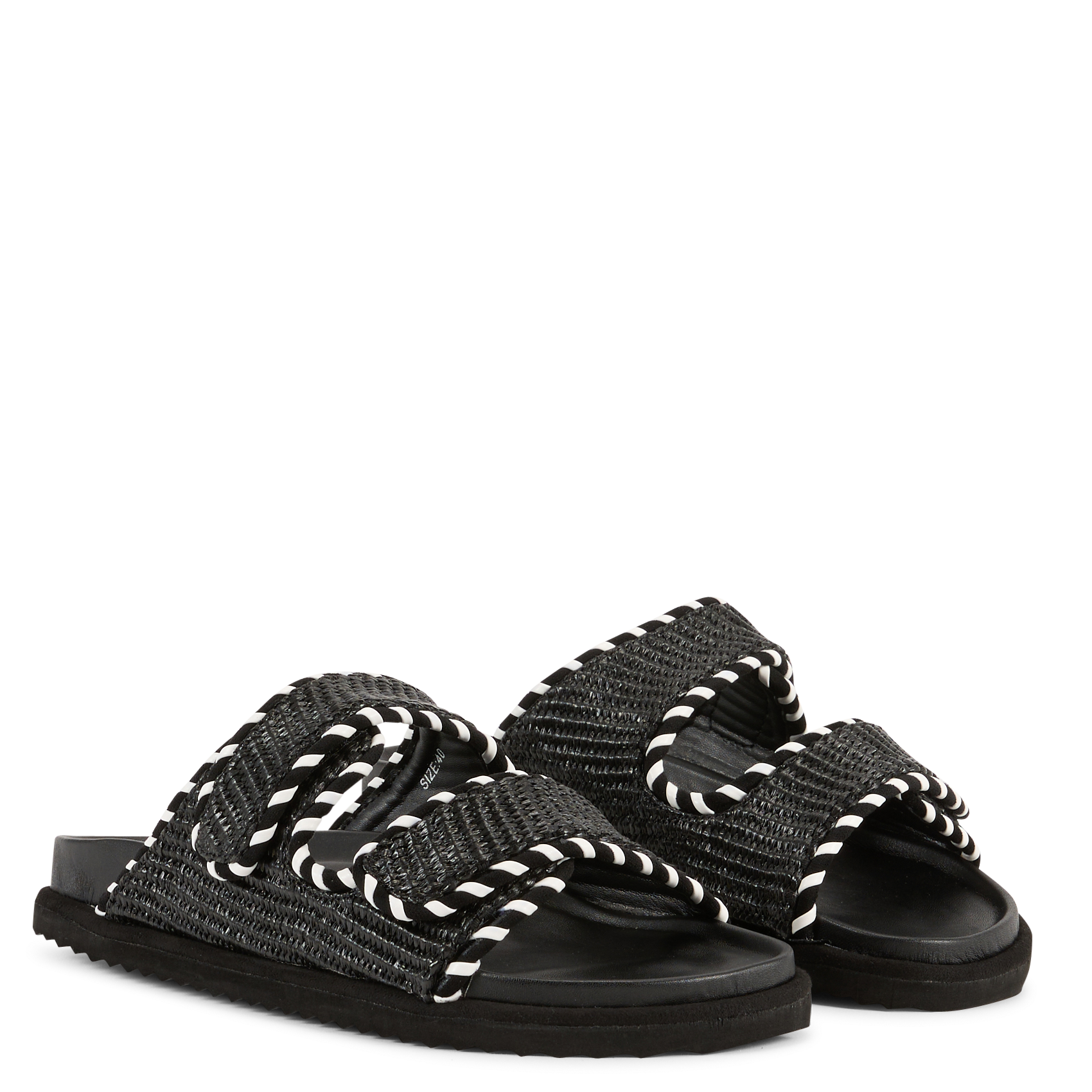 Flache Stroh-Sandalen COLORS OF CALIFORNIA Schwarz