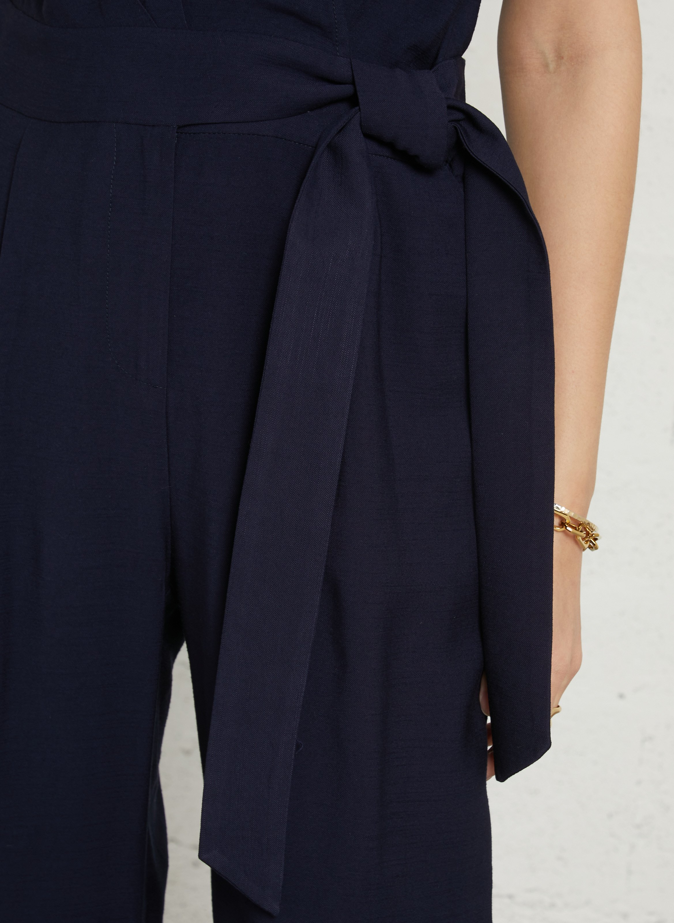 Combinaison pantalon unie cache-cœur SUNCOO Bleu