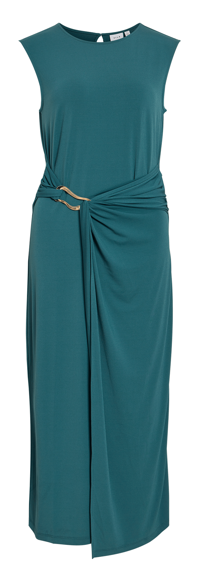 Vestido largo con cuello redondo VILA Azul