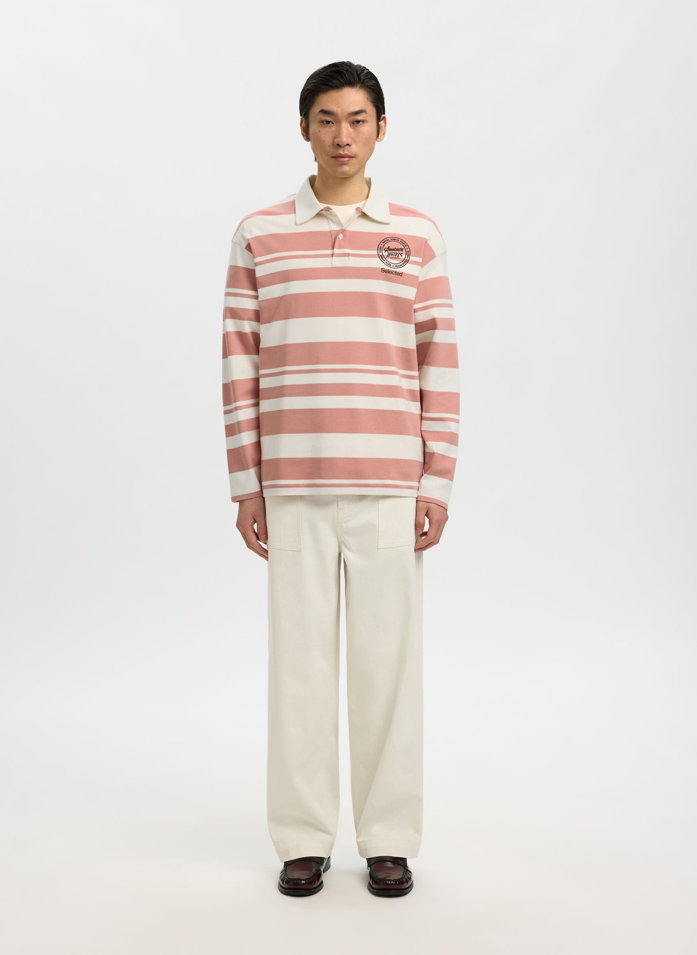 Polo à rayures SELECTED Beige