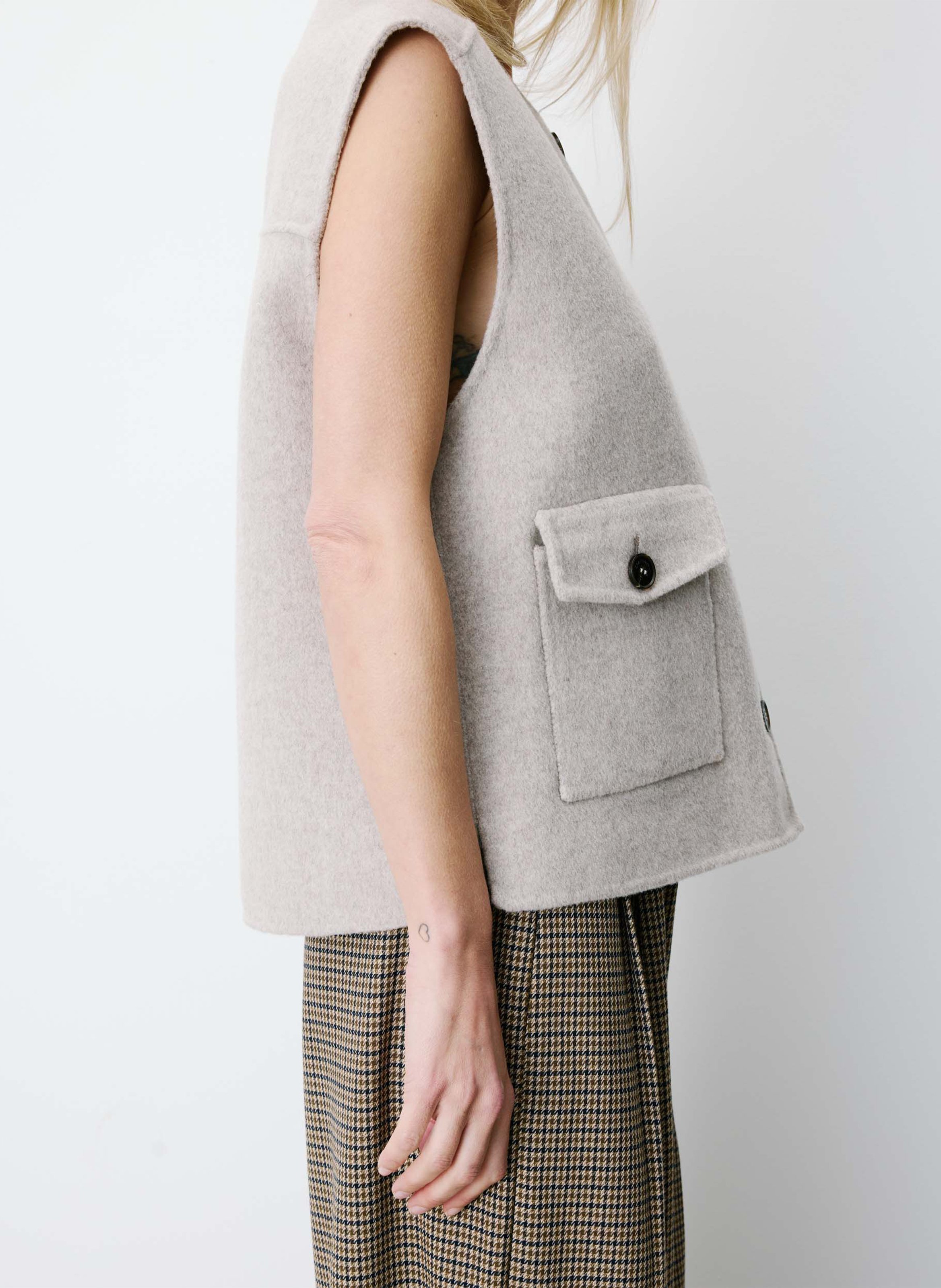 Veste sans manches ample en laine mélangée GRACE ET MILA Beige
