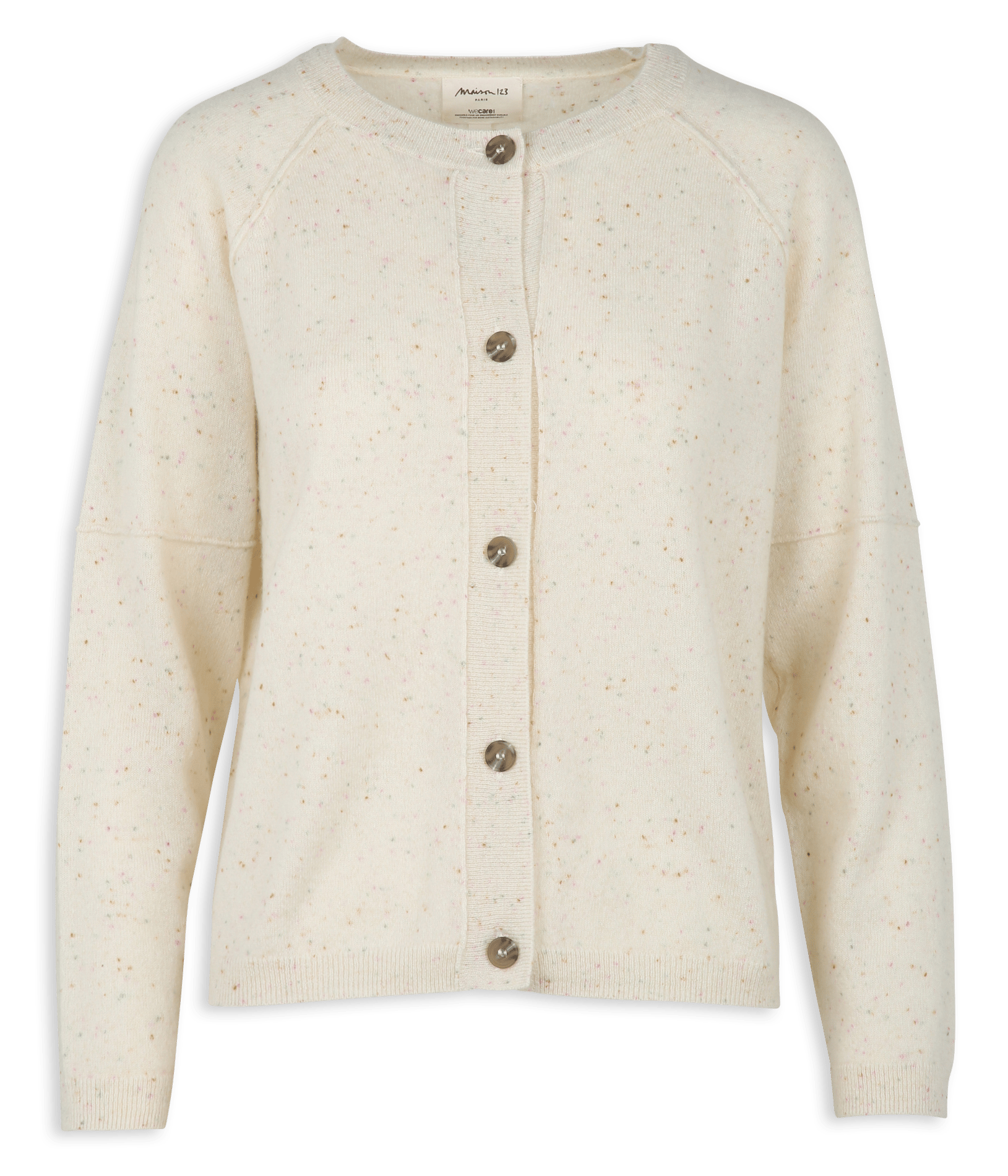 Loose round neck speckled cashmere vest MAISON 123 Beige