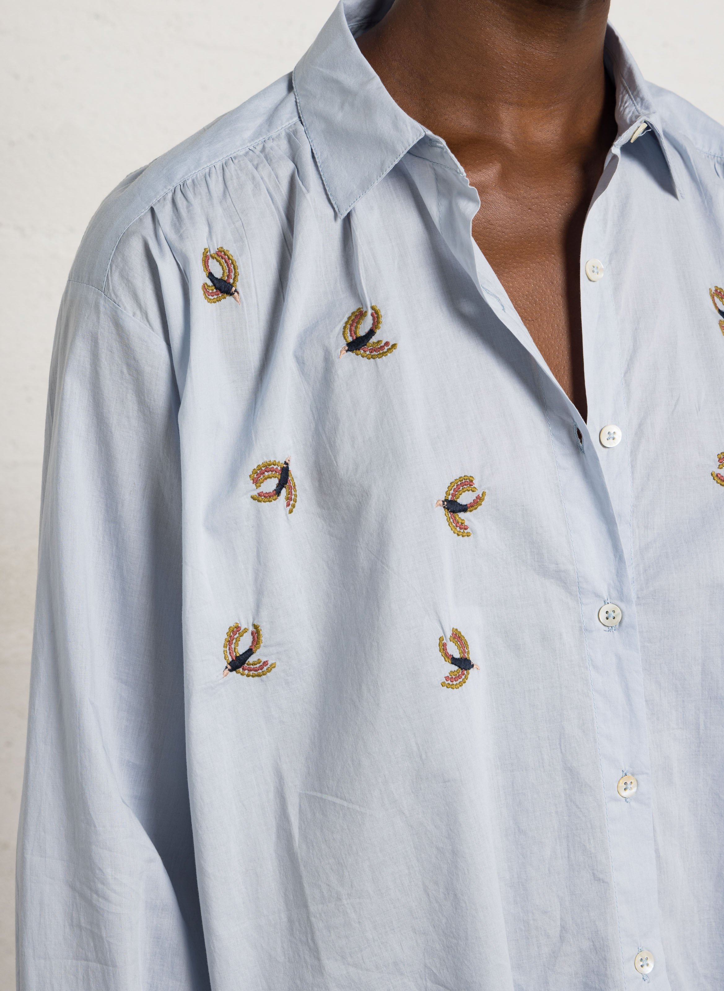 Shirt with cotton embroidery NICE THINGS Blue