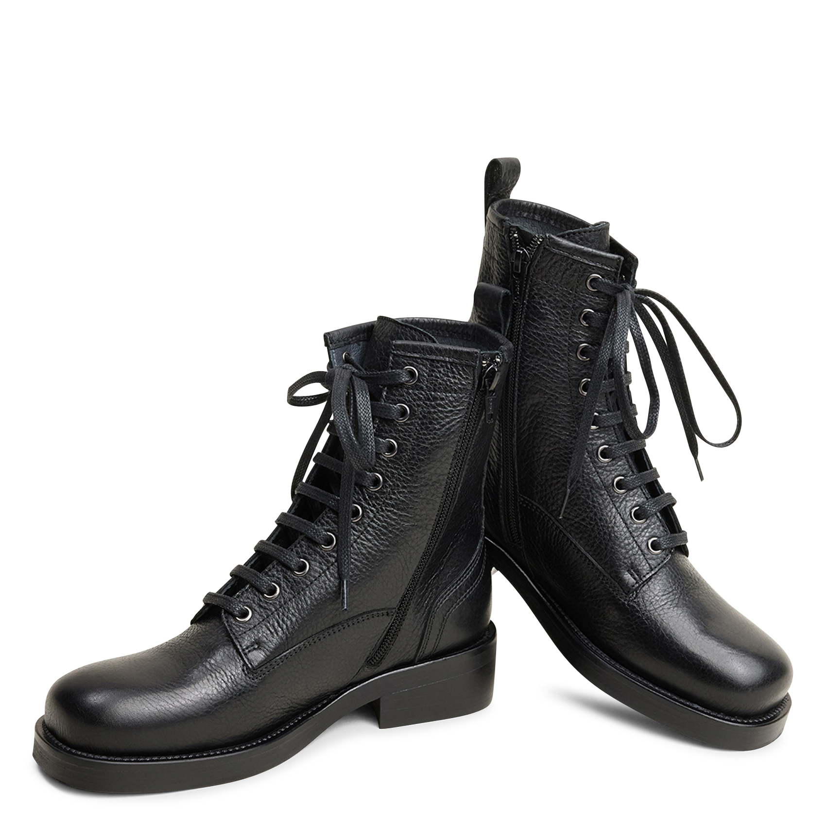 Lace-up leather ankle boots JONAK Black