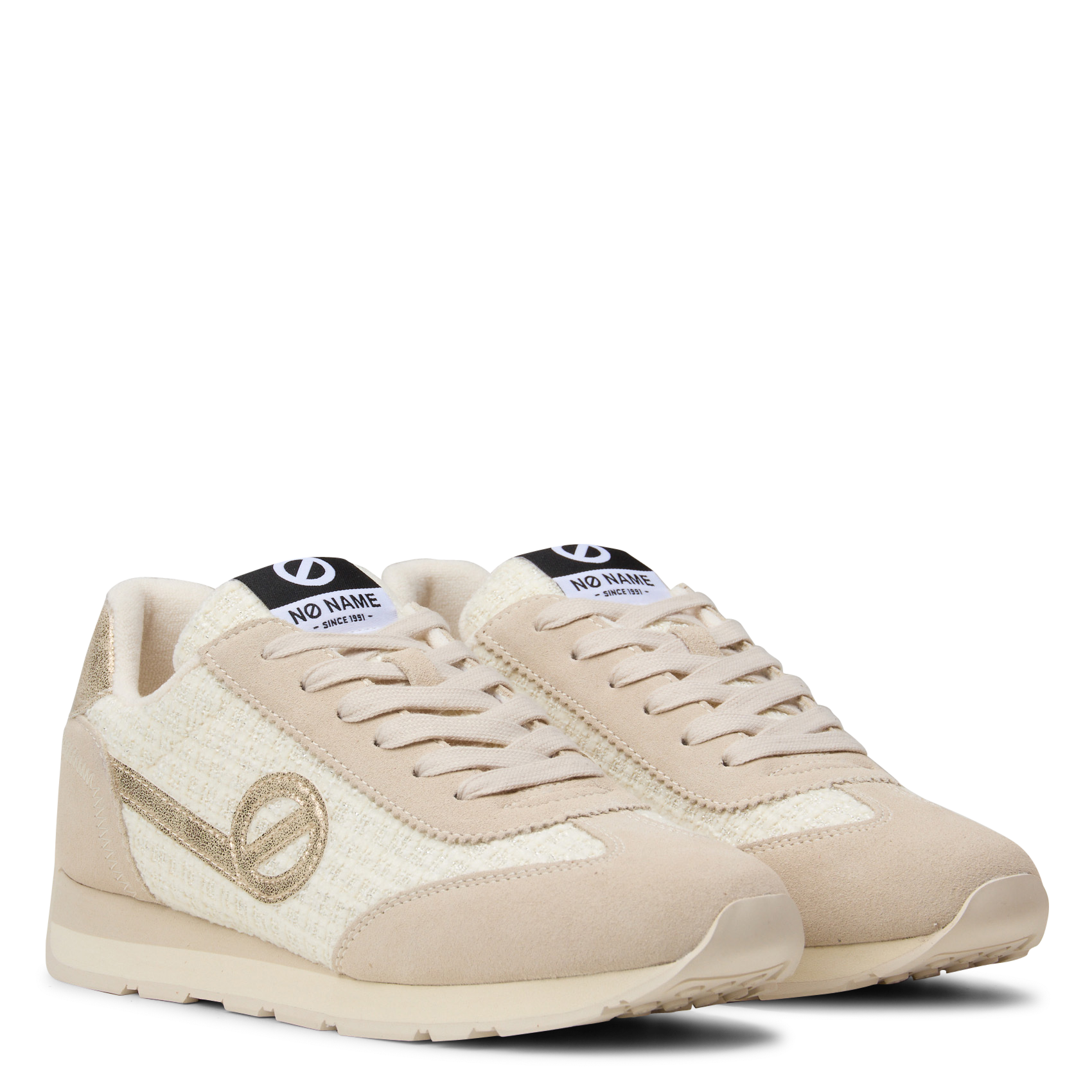 Baskets basses bi-matière à lacets NO NAME Beige