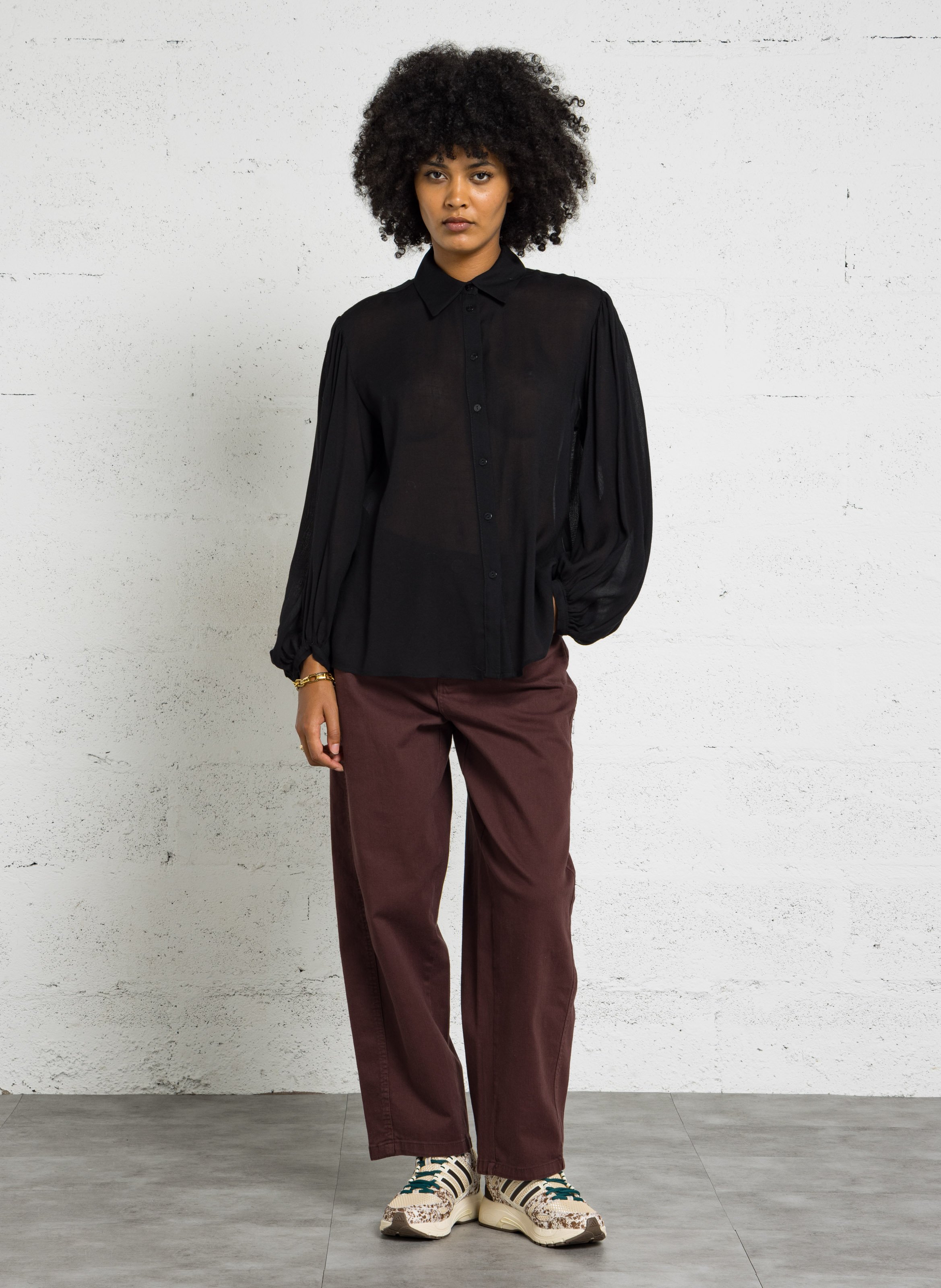 Chemise manches longues PLEASE Noir
