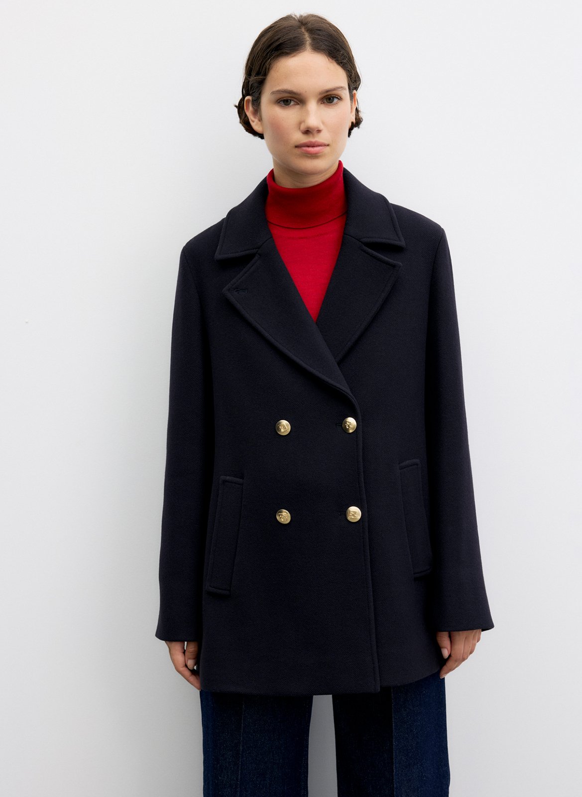 Manteau droit col tailleur en laine mélangée GERARD DAREL Bleu