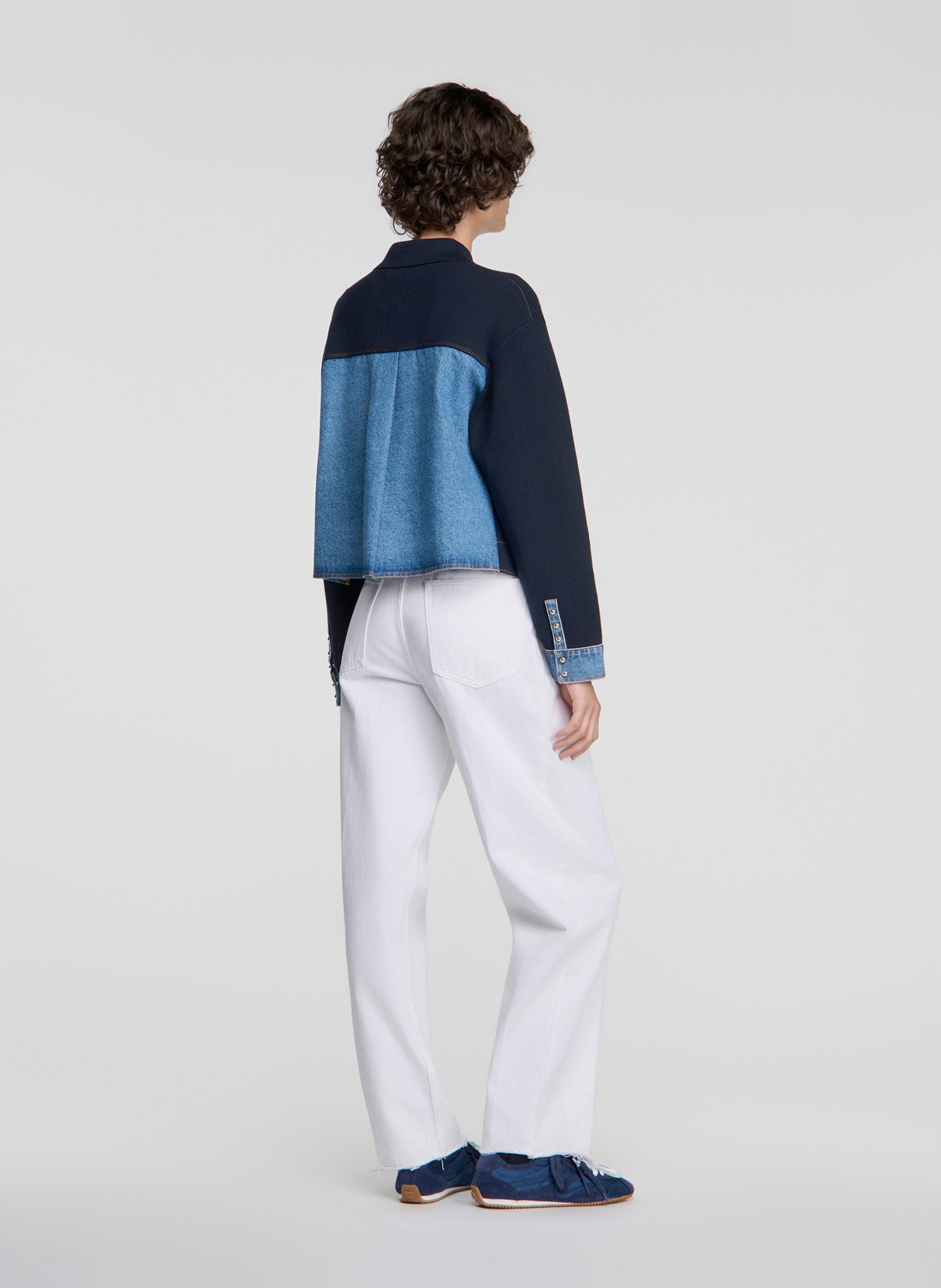 Ruim vest van twee materialen SANDRO Blauw