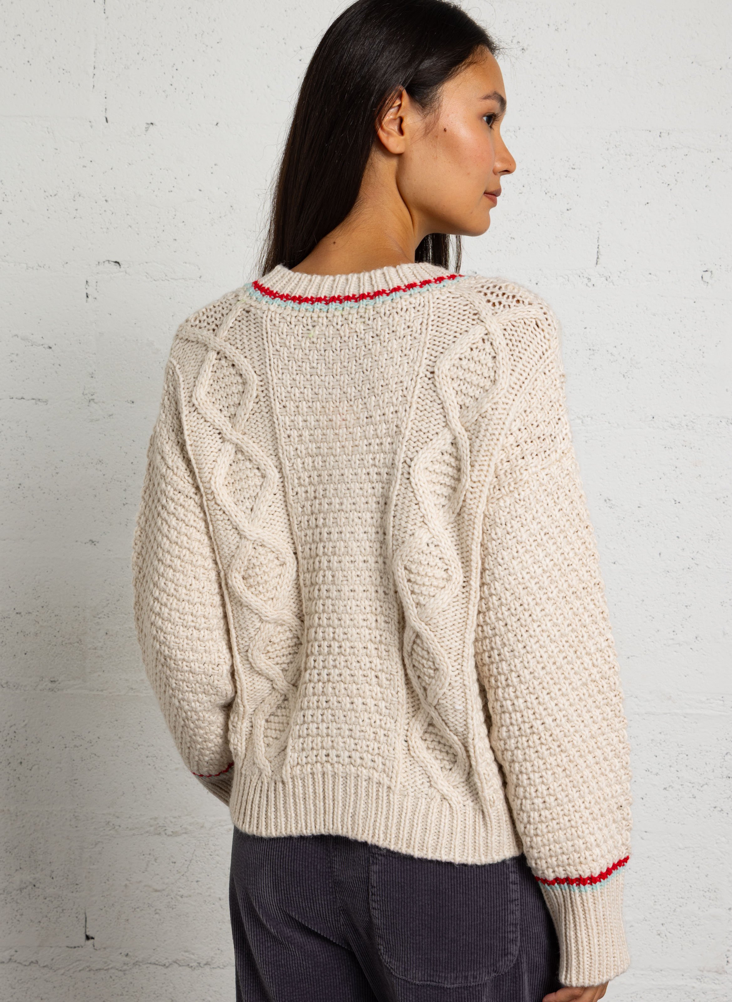 Gerader Rundhals-Cardigan DR BLOOM Beige