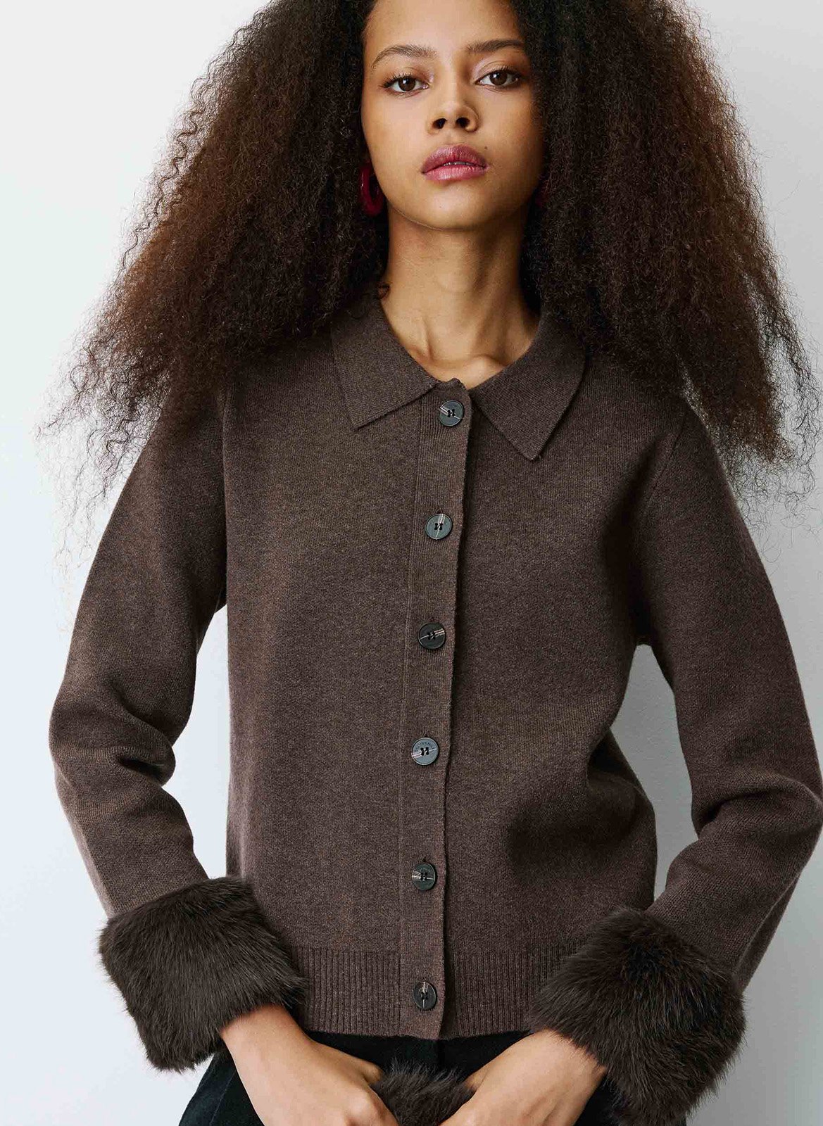Cardigan droit en maille GRACE ET MILA Marron