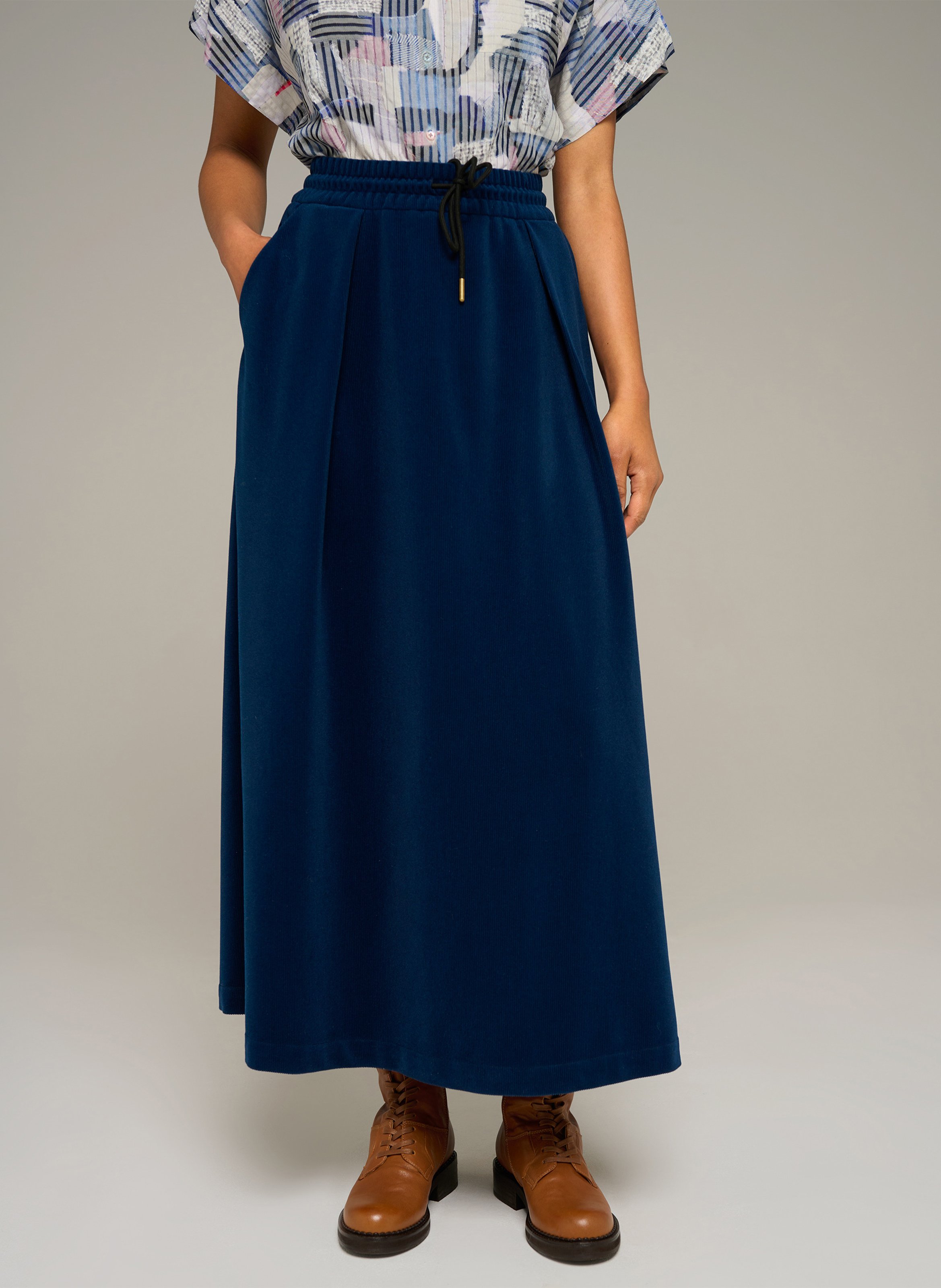 Long flared corduroy skirt COTELAC ACOTE Blue