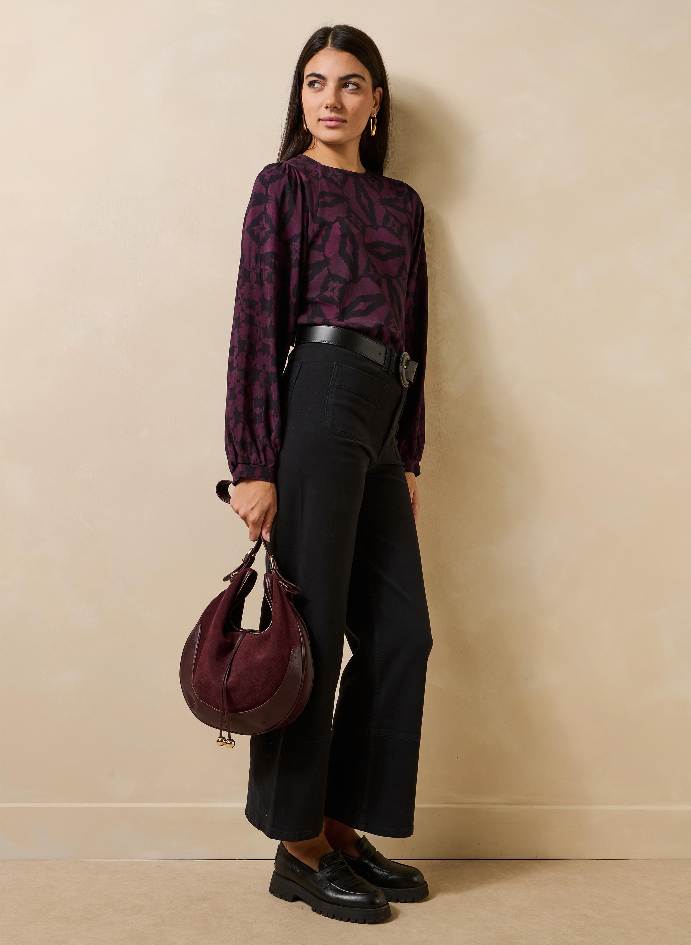 Top manches longues ample col rond imprimé LA FEE MARABOUTEE Multicolore