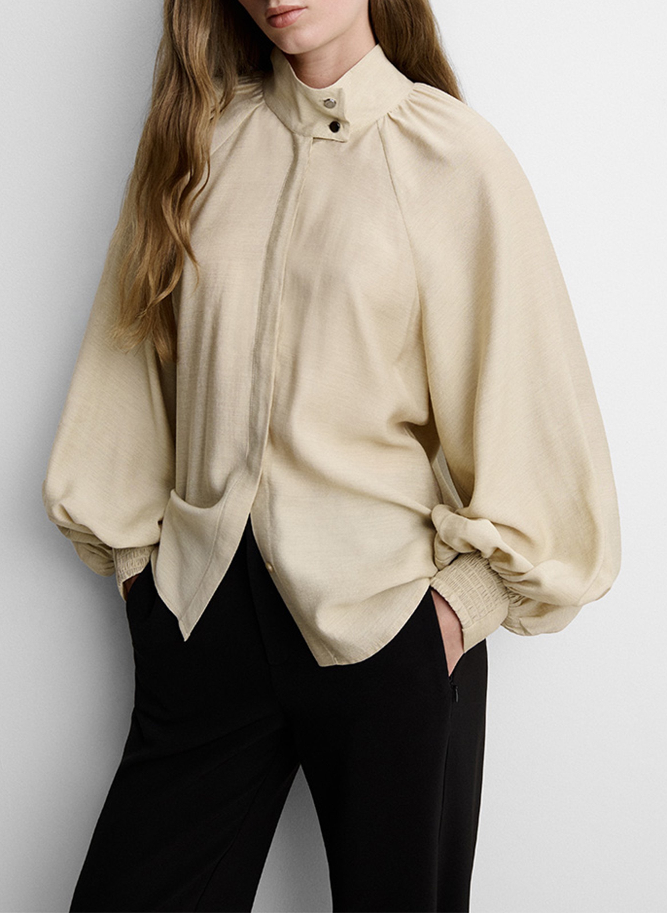 Oversized high-neck shirt SIMORRA Beige