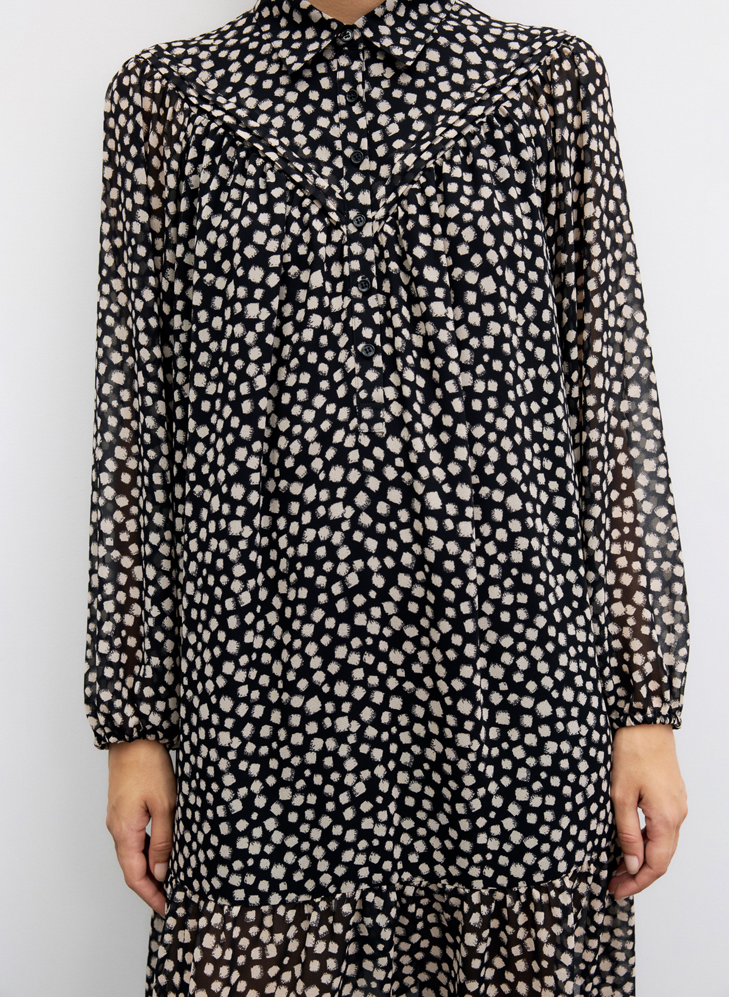 Kurzes, gerade geschnittenes Kleid mit Polka-Dot-Muster GERARD DAREL Schwarz