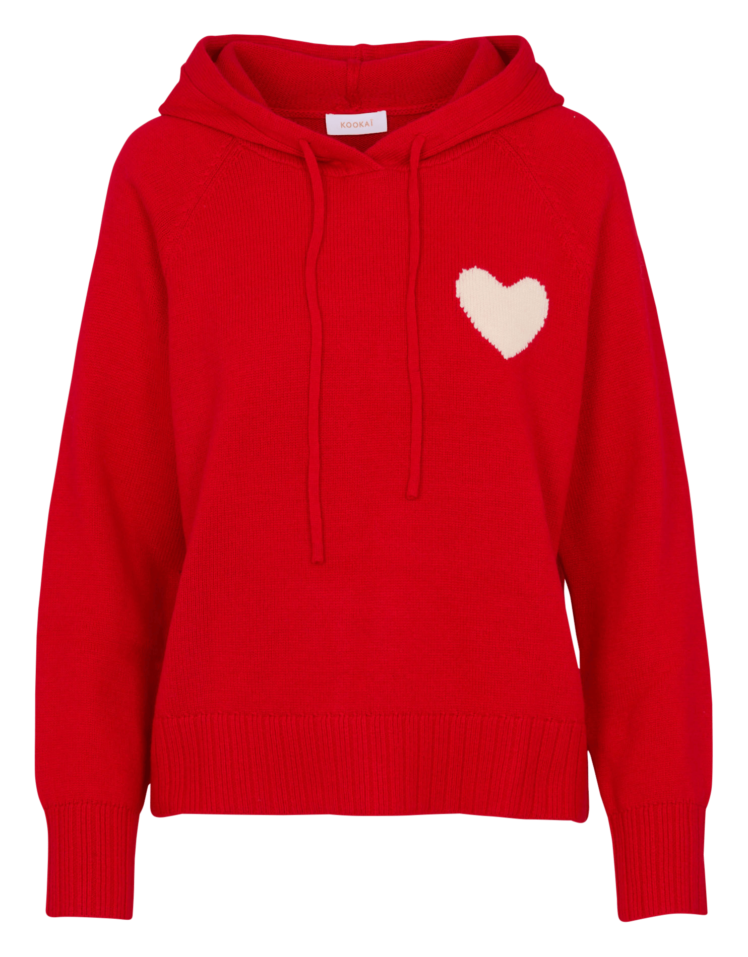 Pull à capuche droit en laine mélangée DARI Rouge-creme