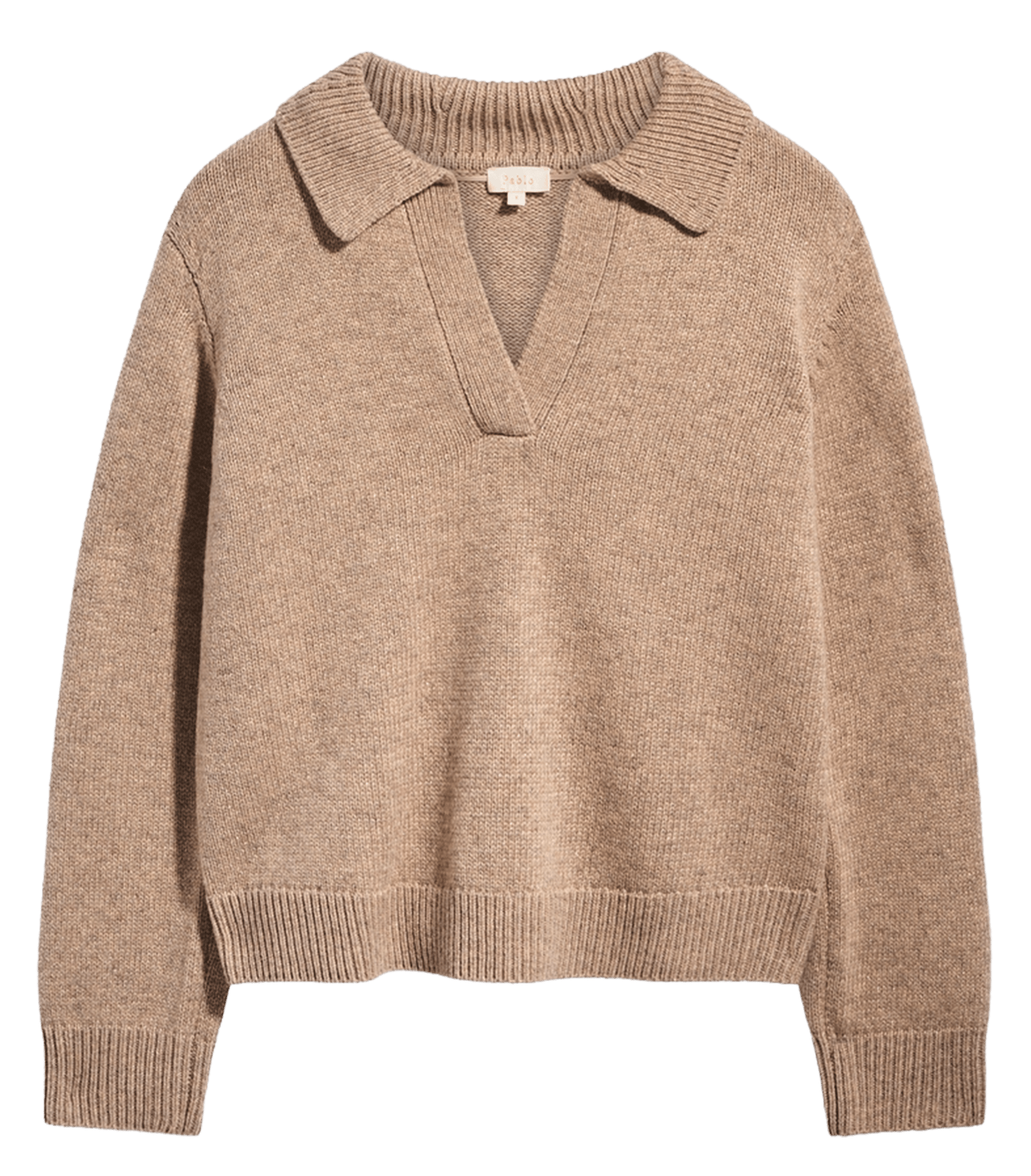 Pull col polo en laine mélangée PABLO Beige