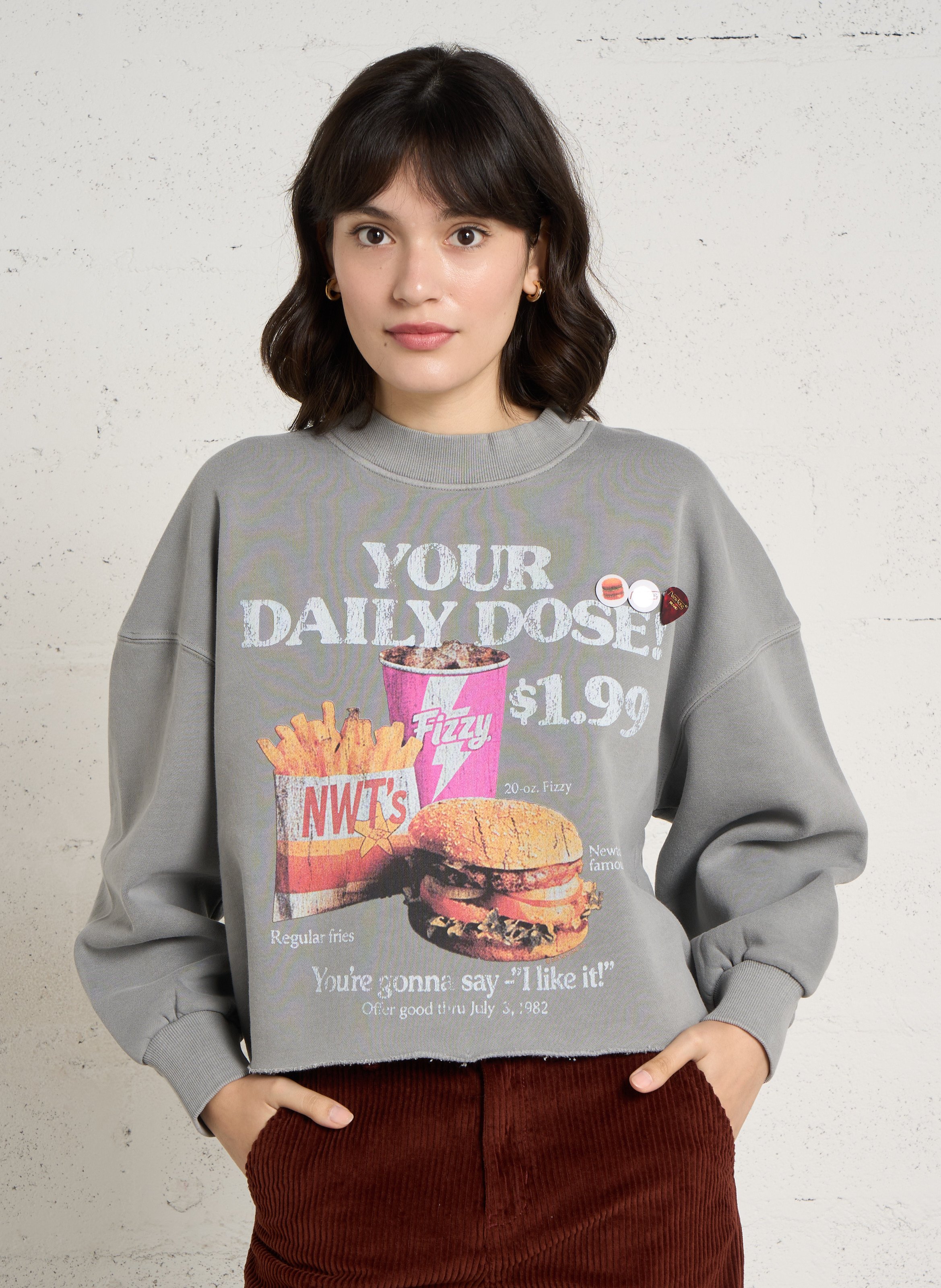 Sweat col rond en coton NEWTONE Gris