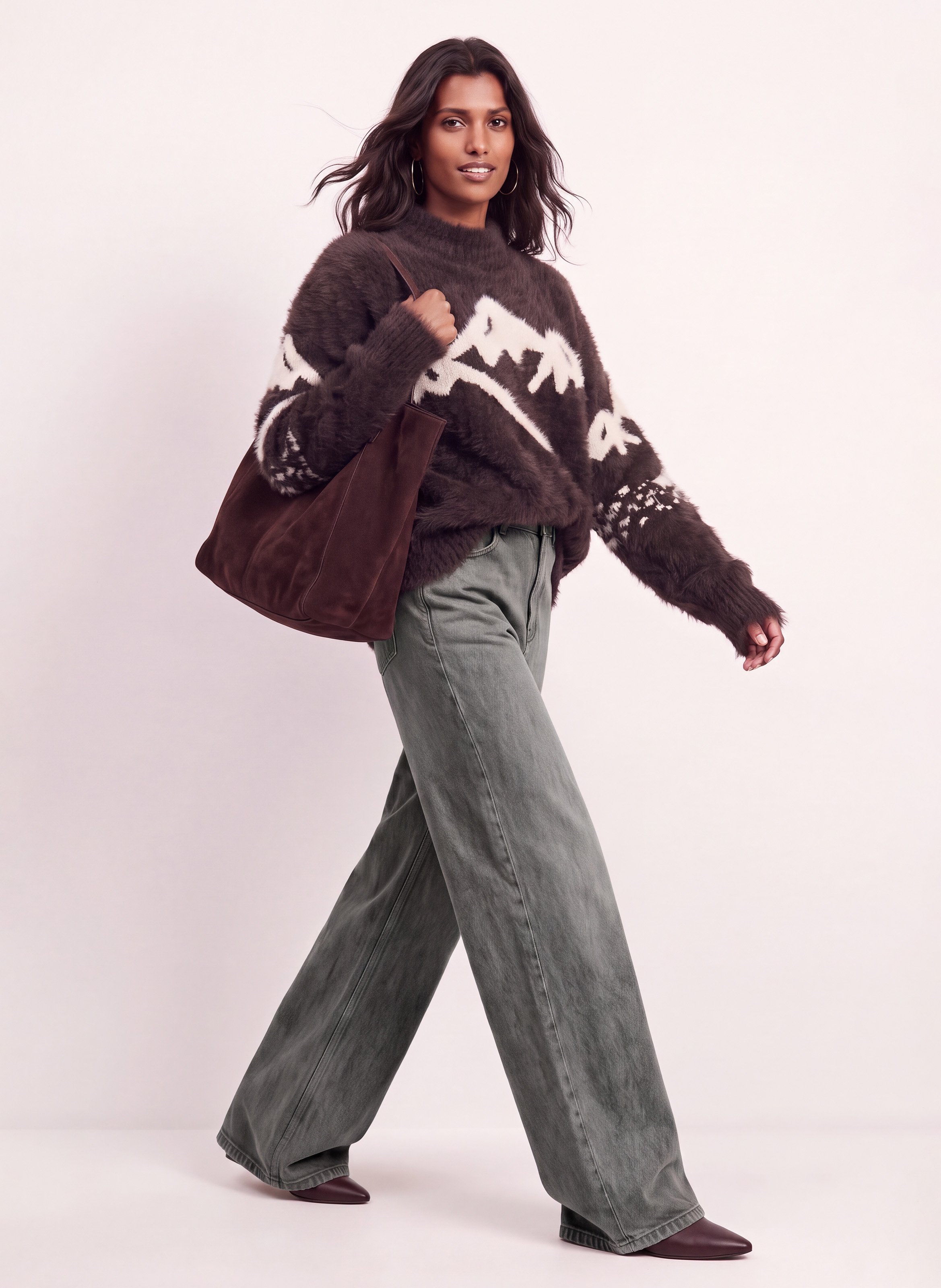 High-waisted wide-leg trousers in a solid color KOOKAI Khaki