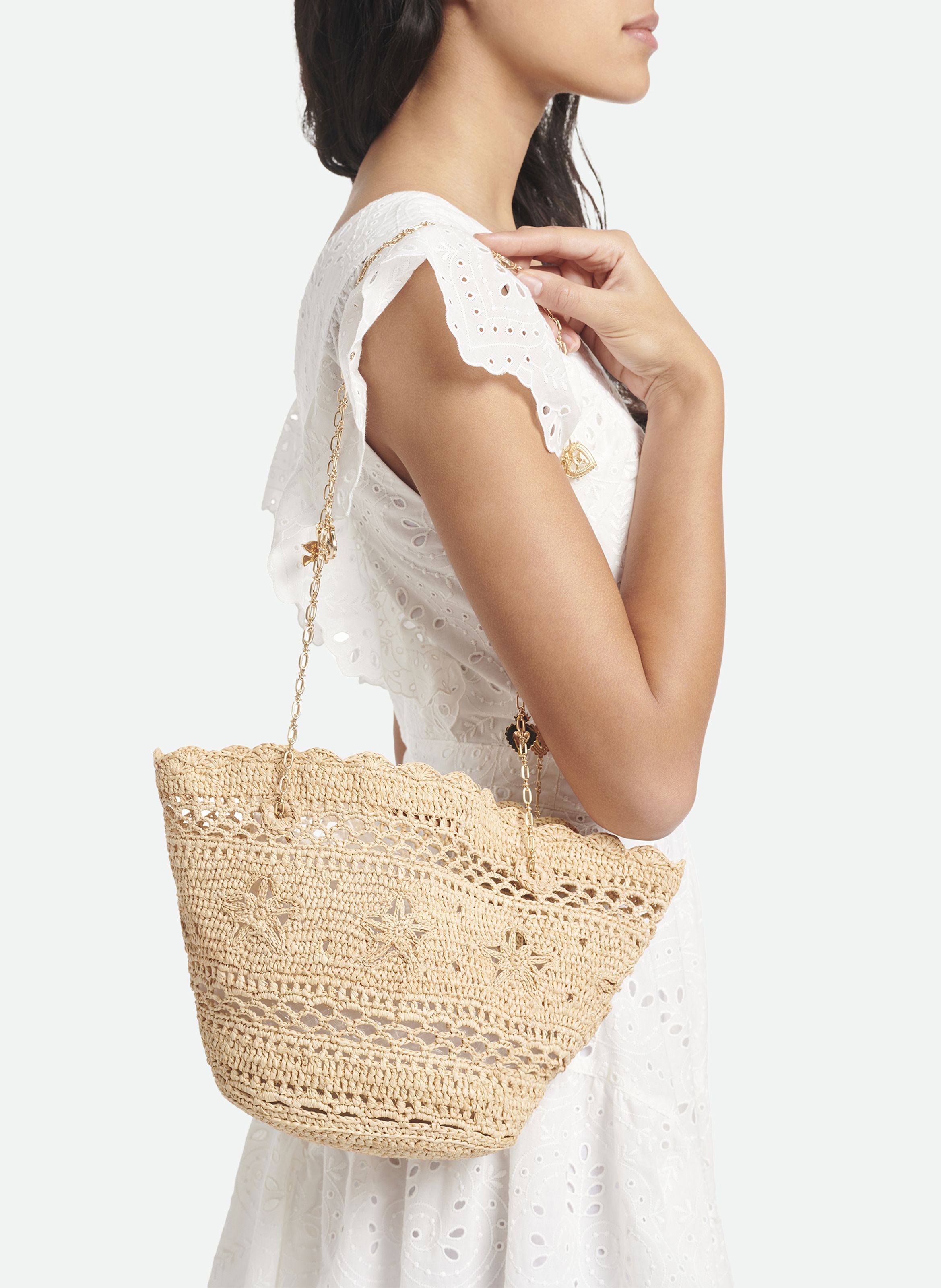 White Raffia basket