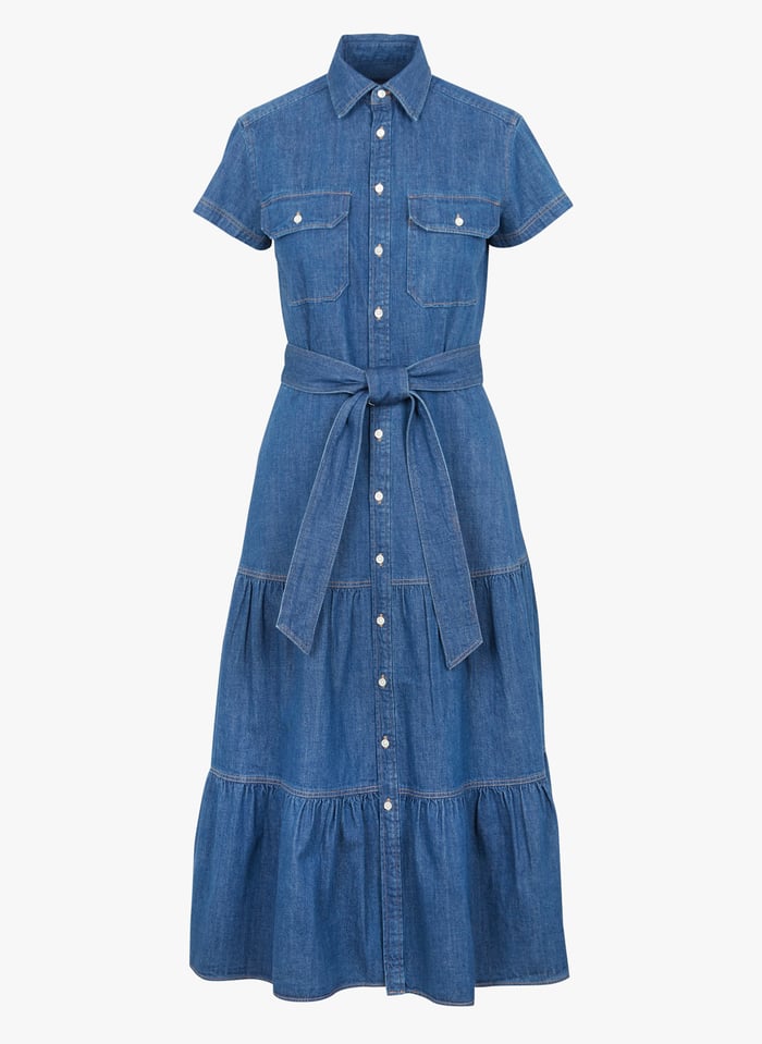 Fitted denim shirt dress hotsell
