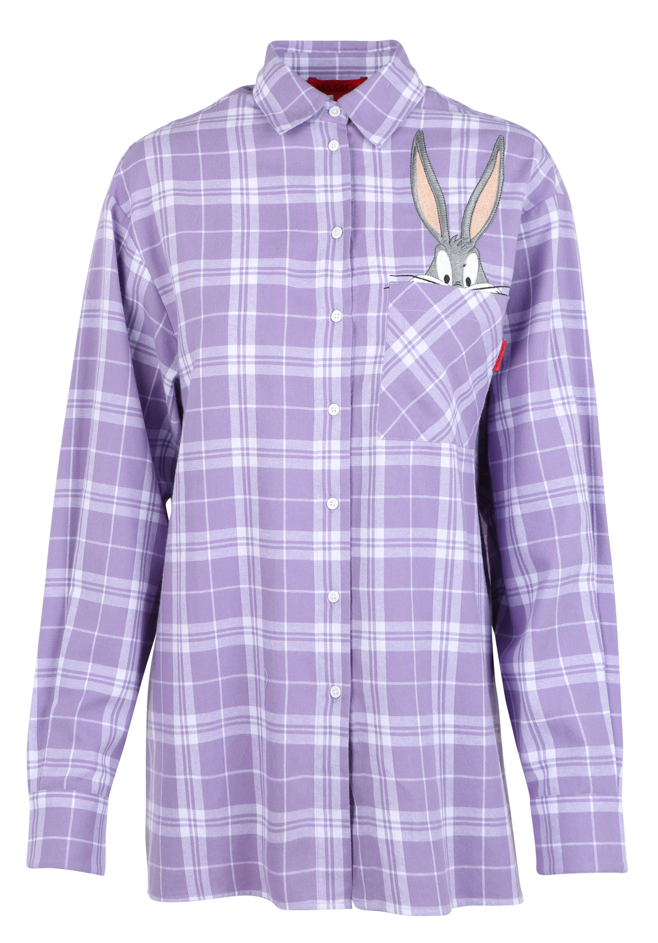 Chemise col classique à carreaux en coton MAX&Co. Violet