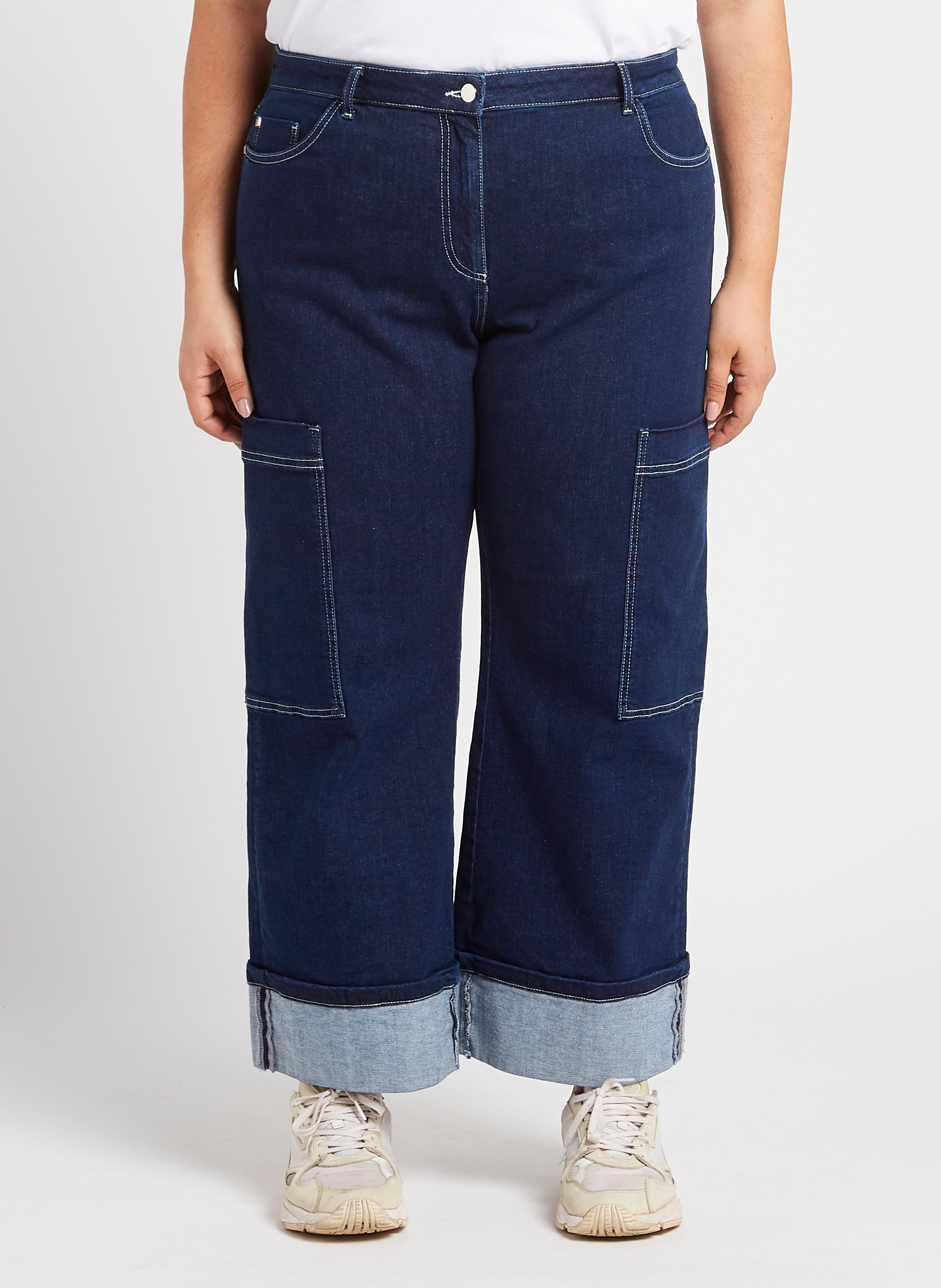 Cotton-blend straight-leg jeans PERSONA by Marina Rinaldi Blue