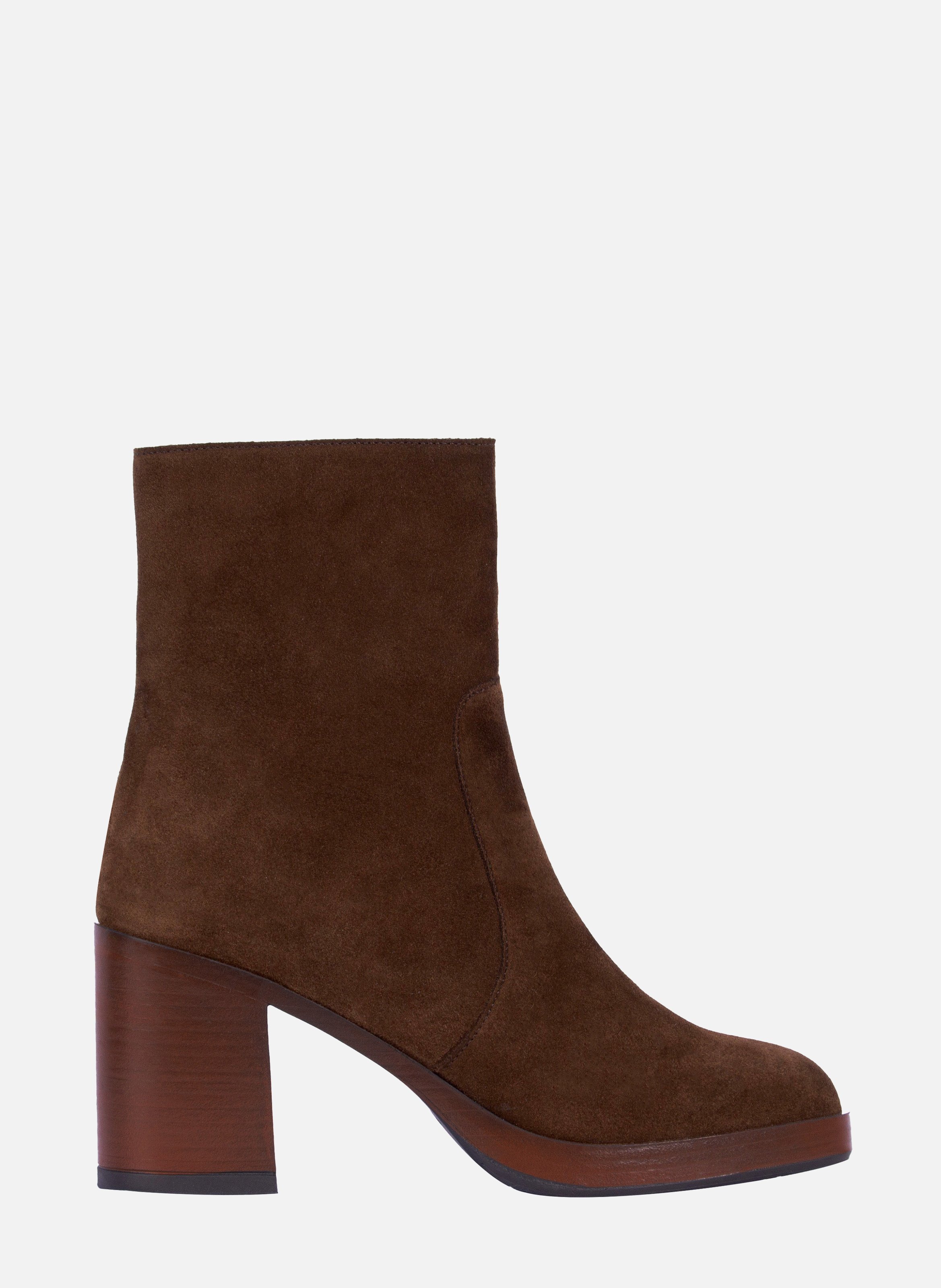 Suede leather platform ankle boots JULES & JENN Brown