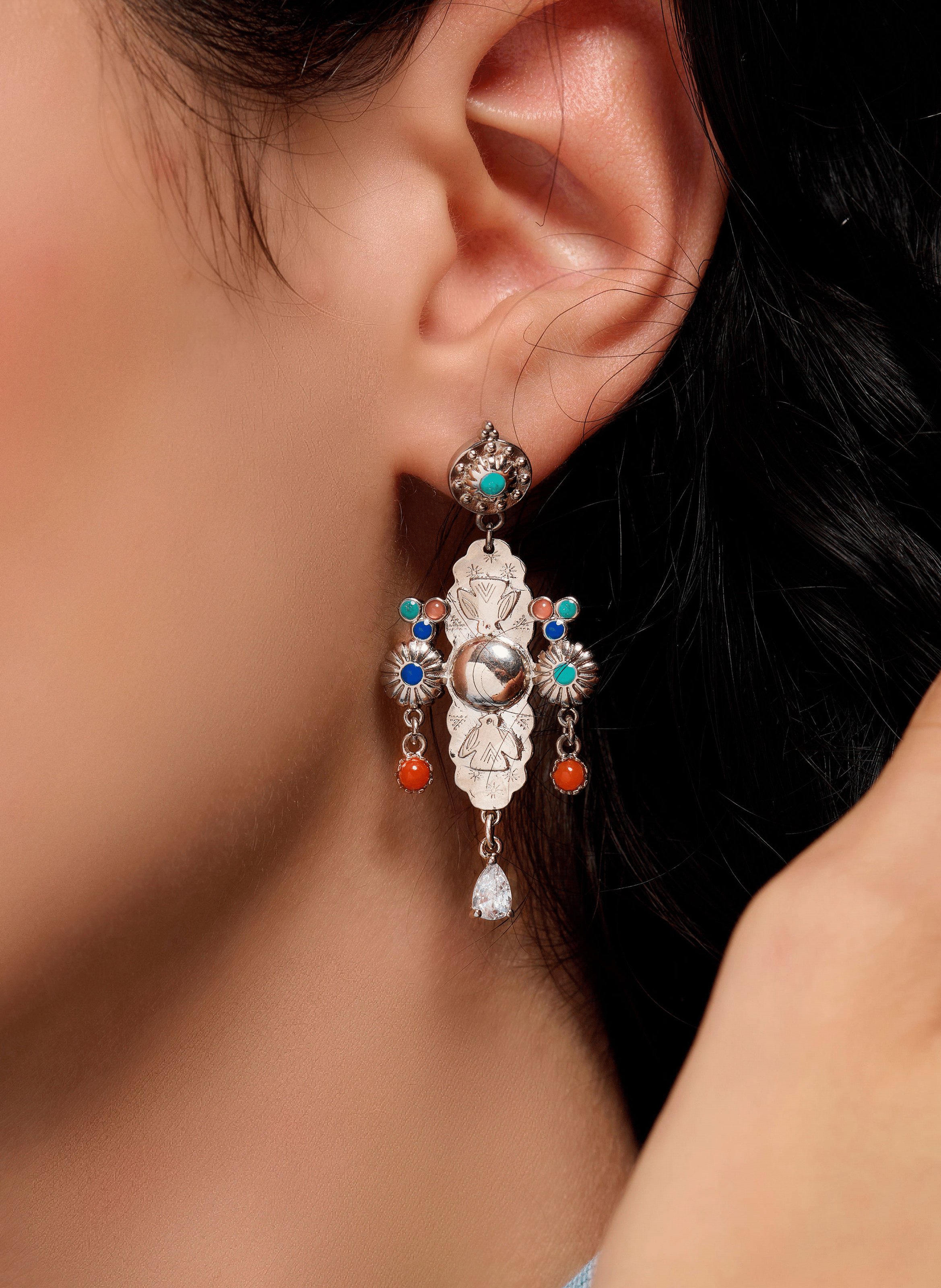 Hanging earrings for pierced ears in brass HIPANEMA Silver