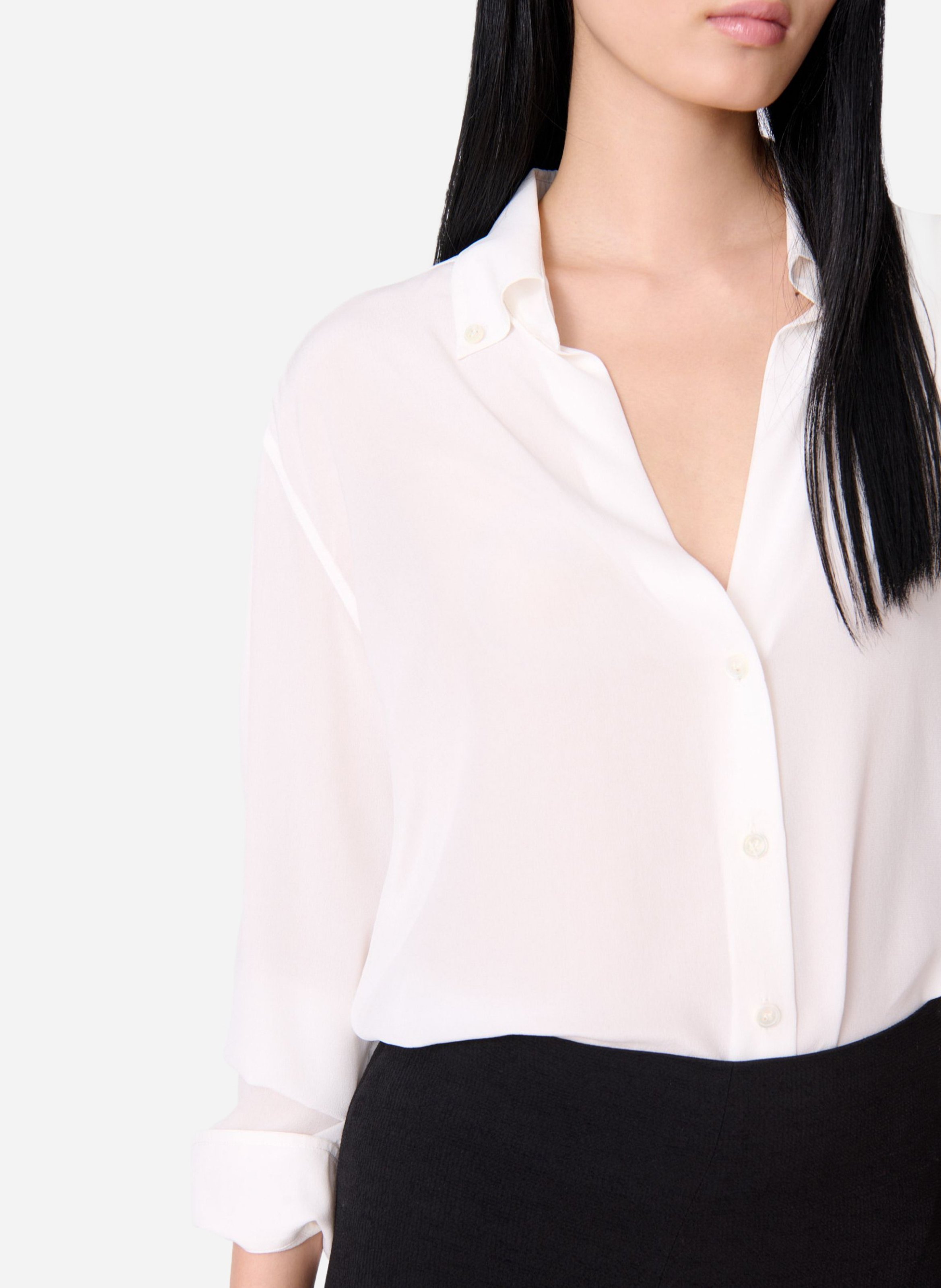 Fluid silk v-neck shirt VANESSA BRUNO Beige