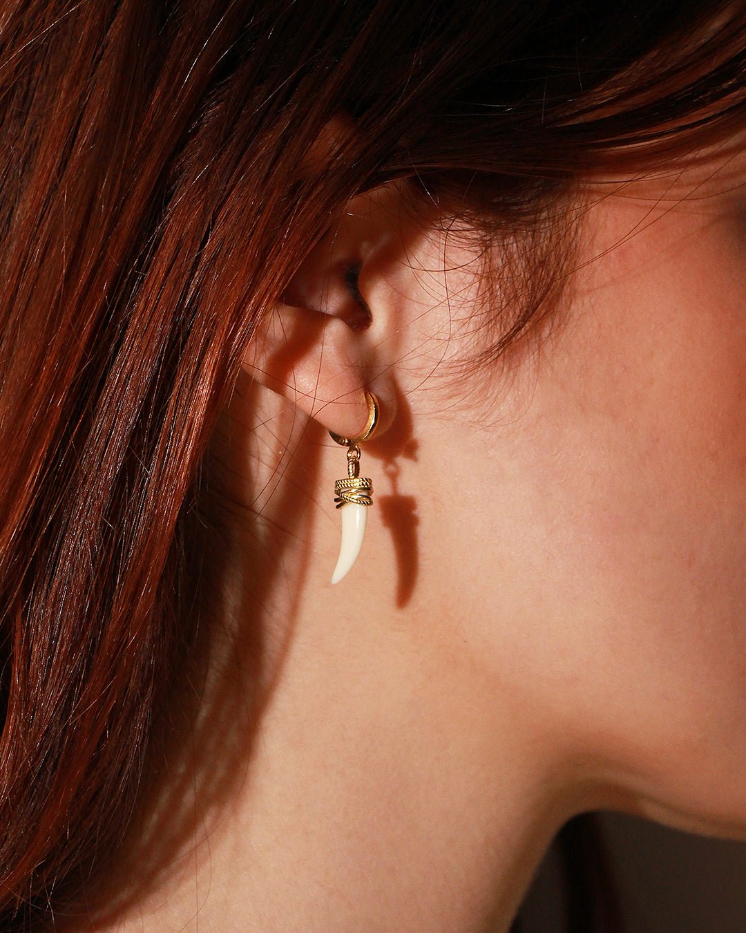 Tribal gold-plated earrings NILAI Beige