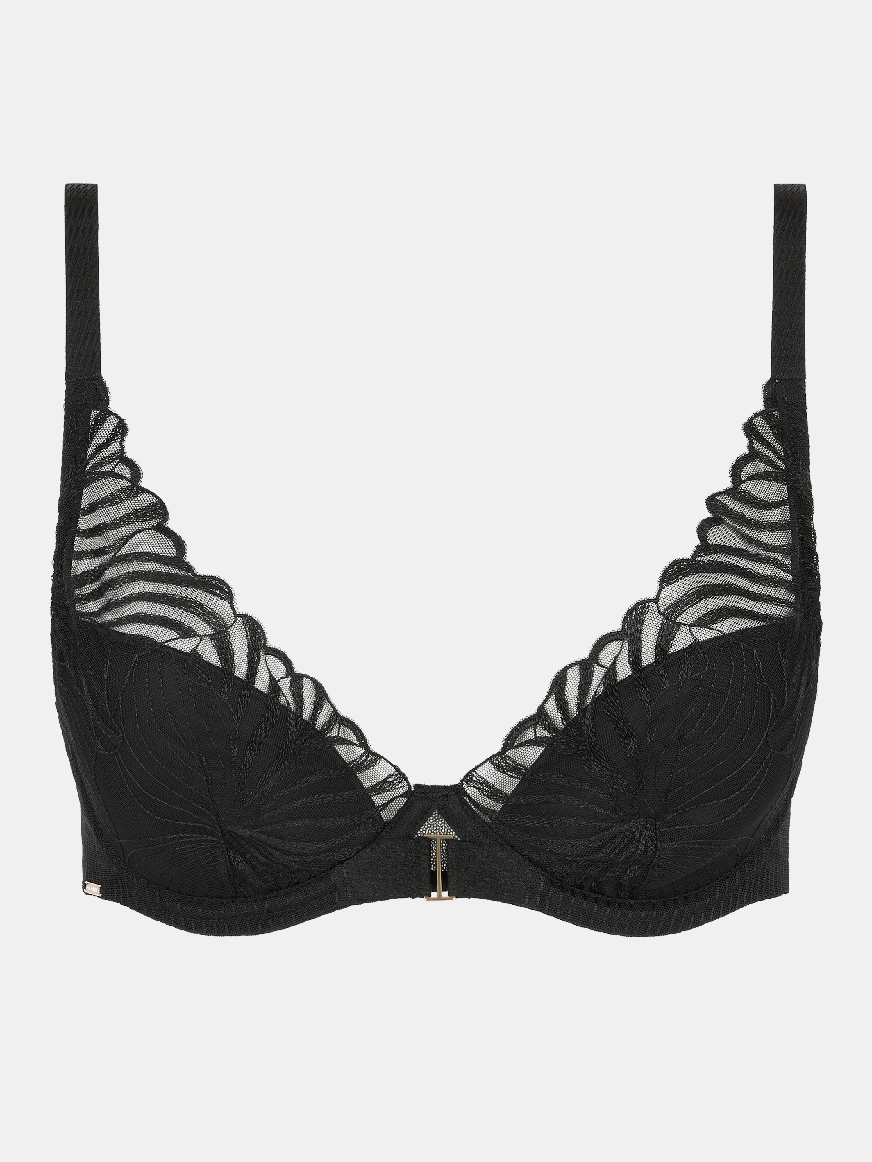 Plunging padded bra with embroidery CHANTELLE Black