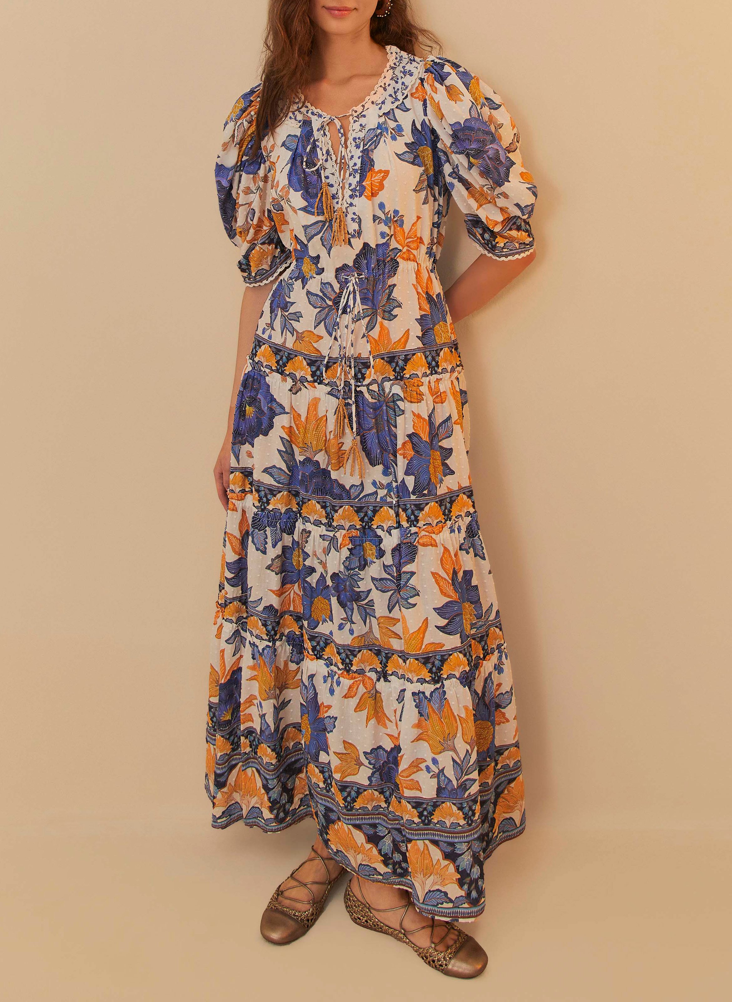 Robe longue brodée à motifs  FARM RIO Multicolore