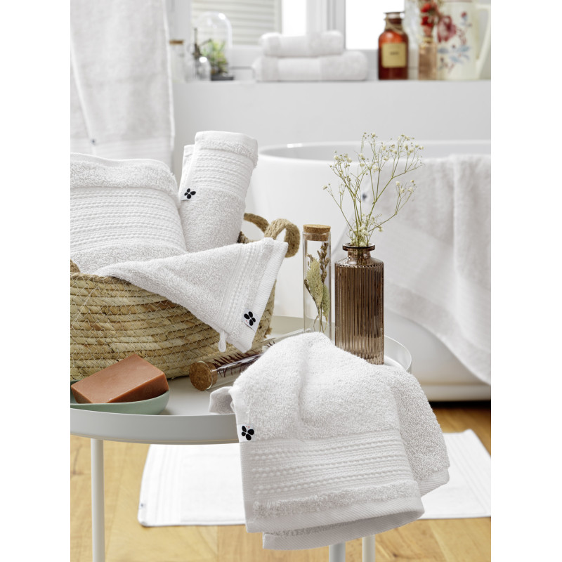 100% combed cotton hand towel L'EFFET PAPILLON White