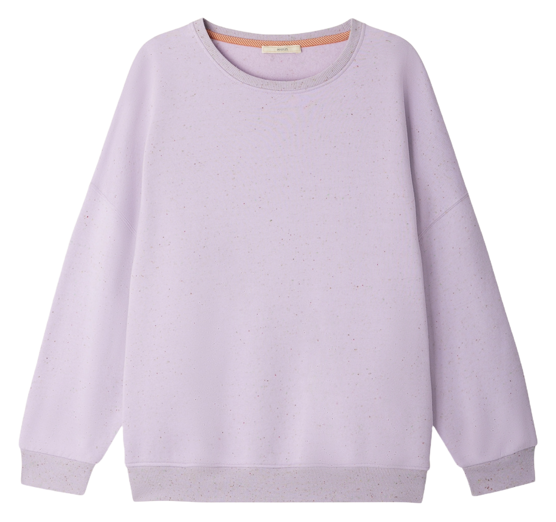 Sweat ample col rond moucheté en coton bio mélangé SESSUN Violet