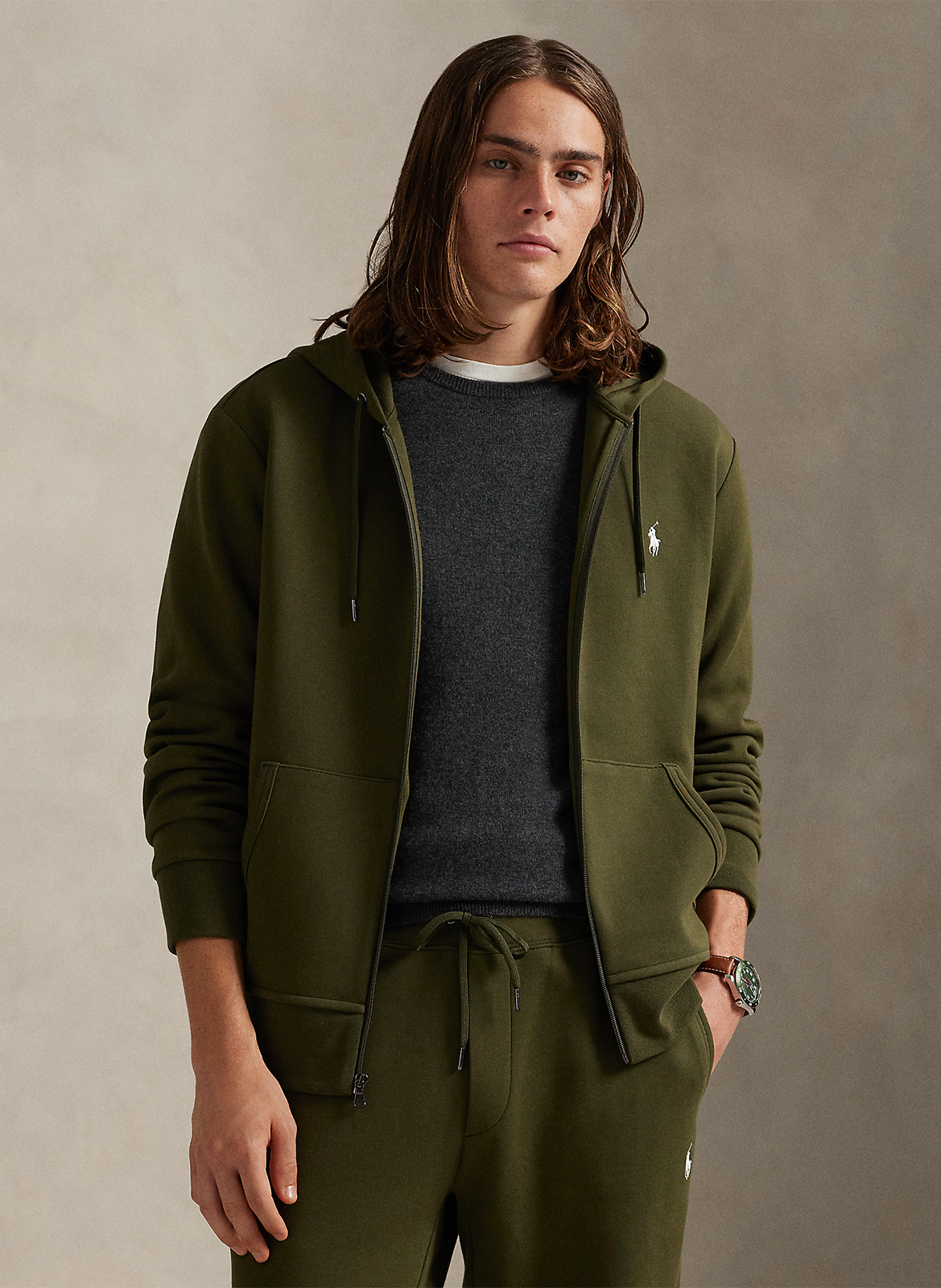 Sweat zippé à capuche en coton doux POLO RALPH LAUREN