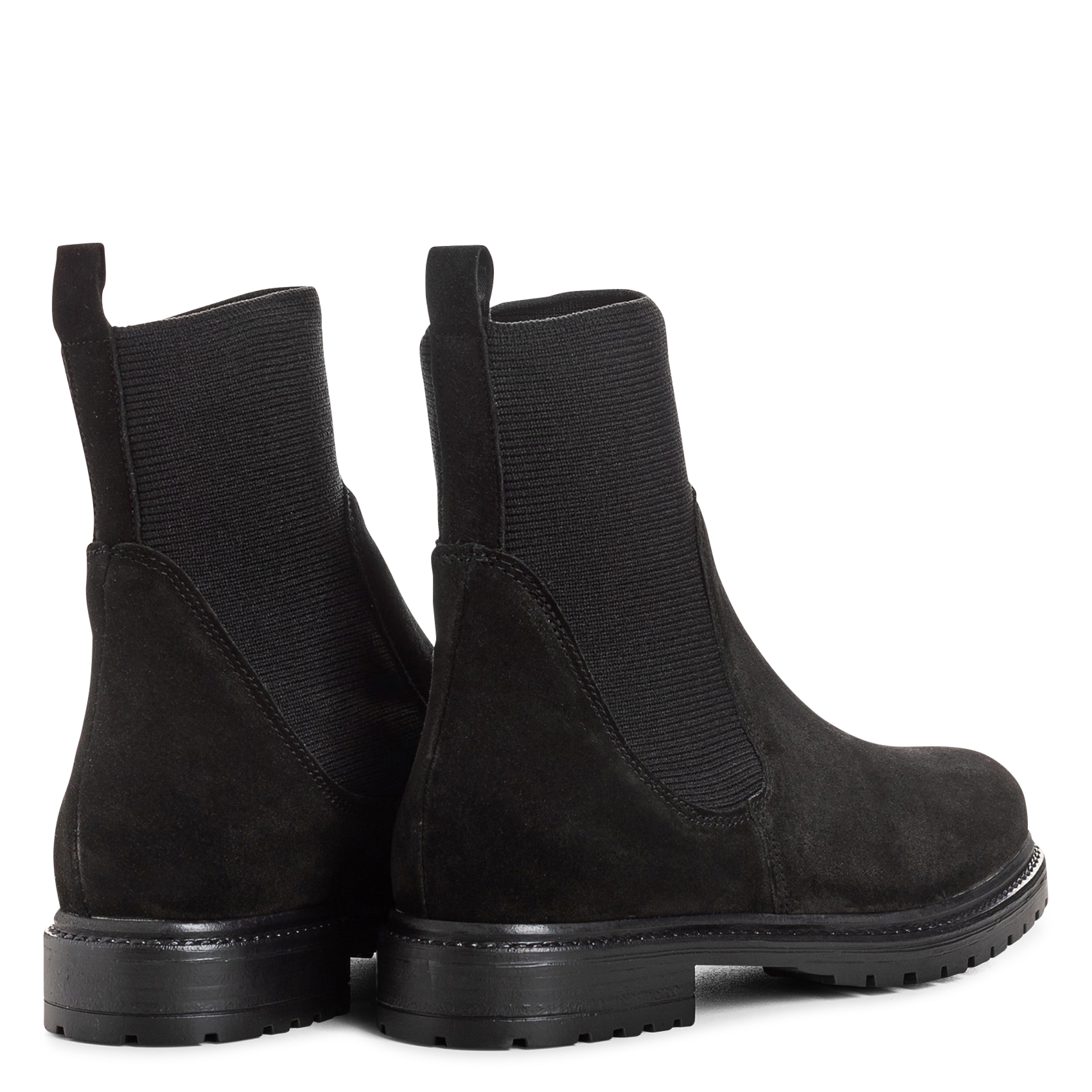 Effen leren enkellaarzen met textuur REQINS Zwart