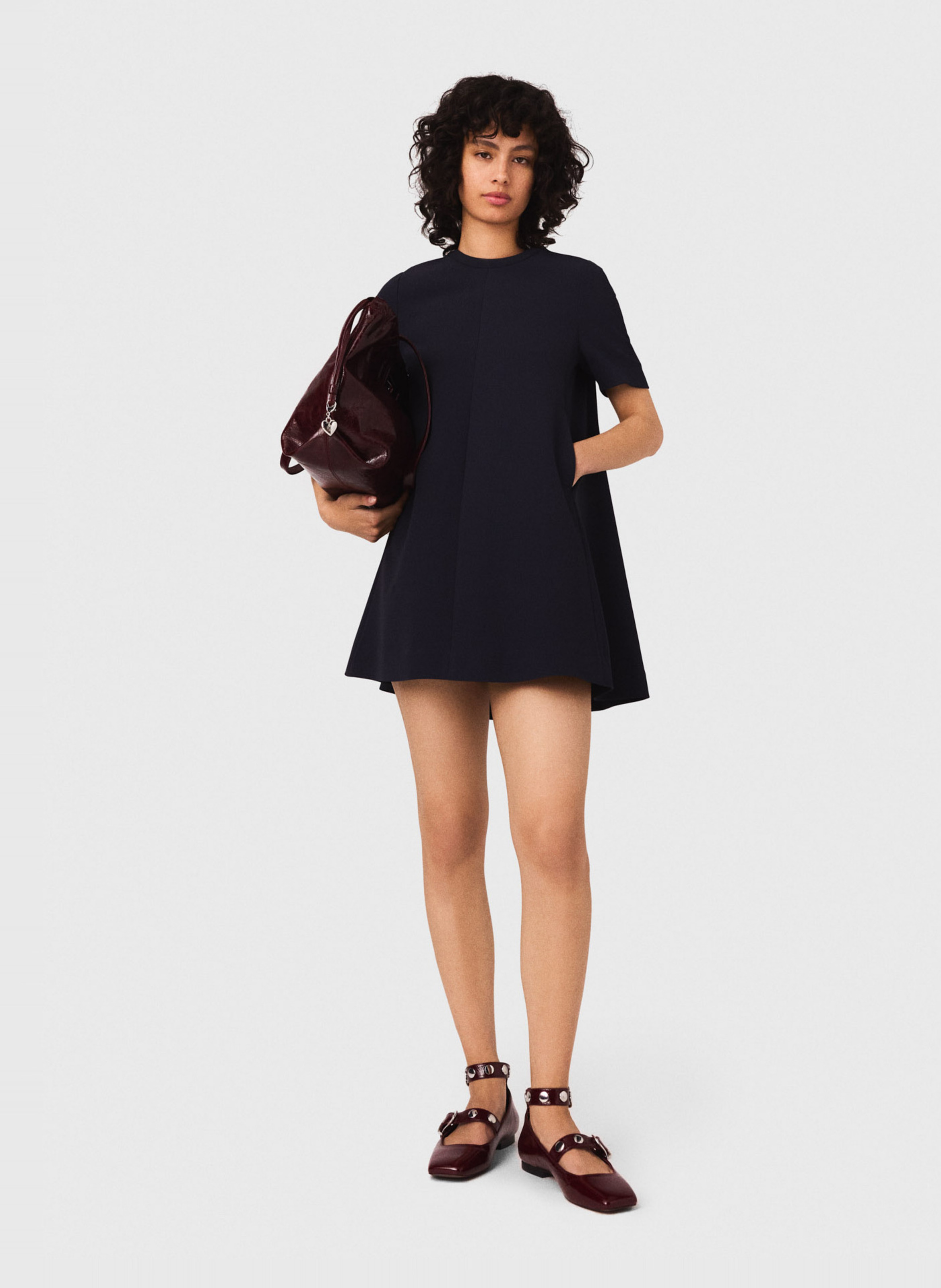 Robe courte col rond MAJE Bleu