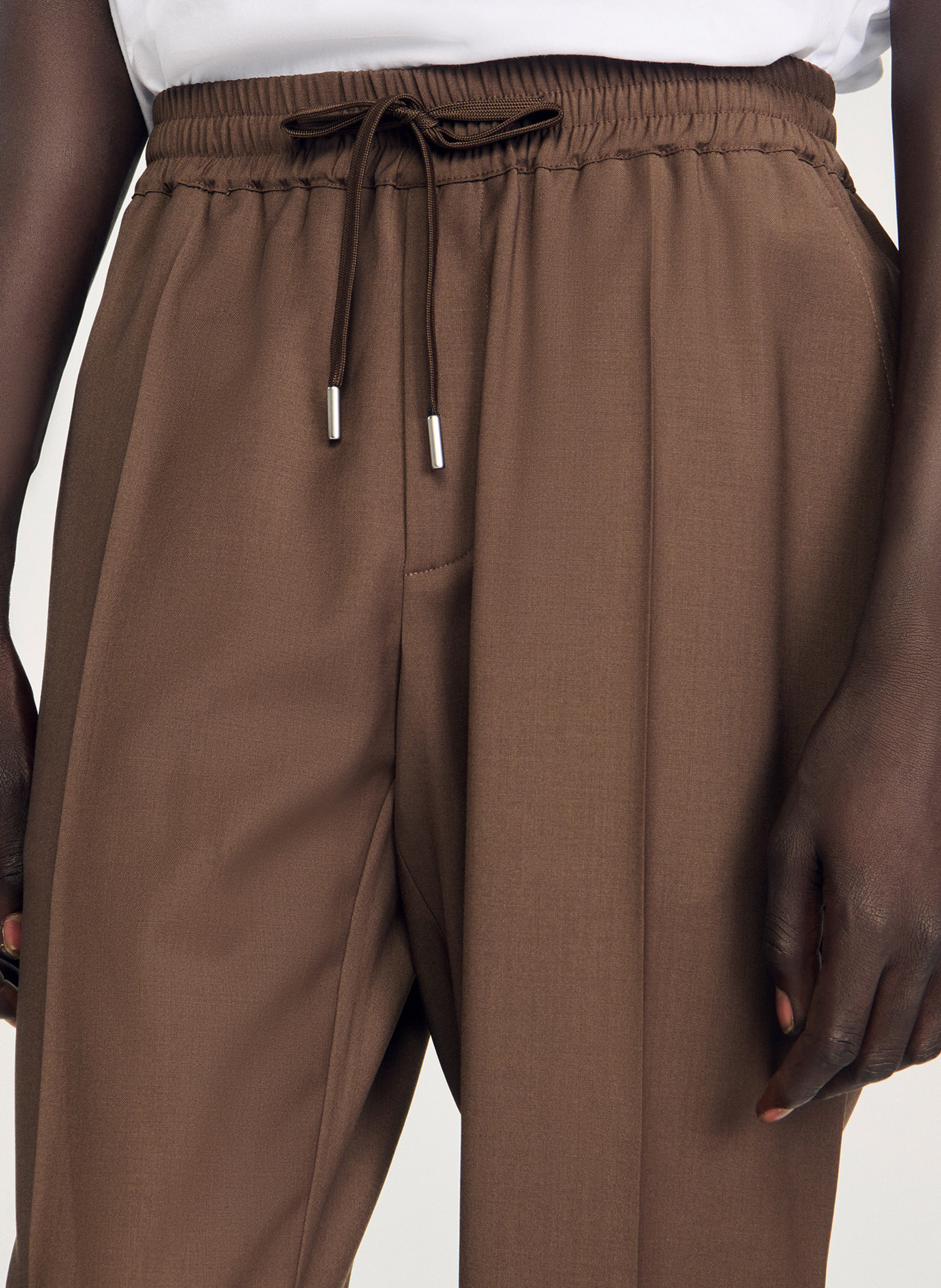 Rechte, elastische broek SANDRO Beige