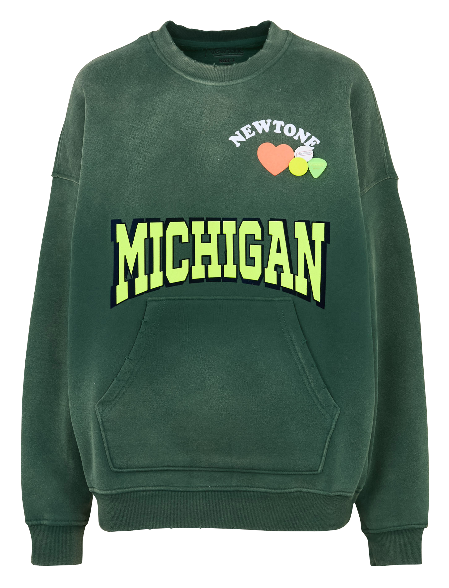 Sweat ample col rond sérigraphié en coton mélangé  NEWTONE Vert