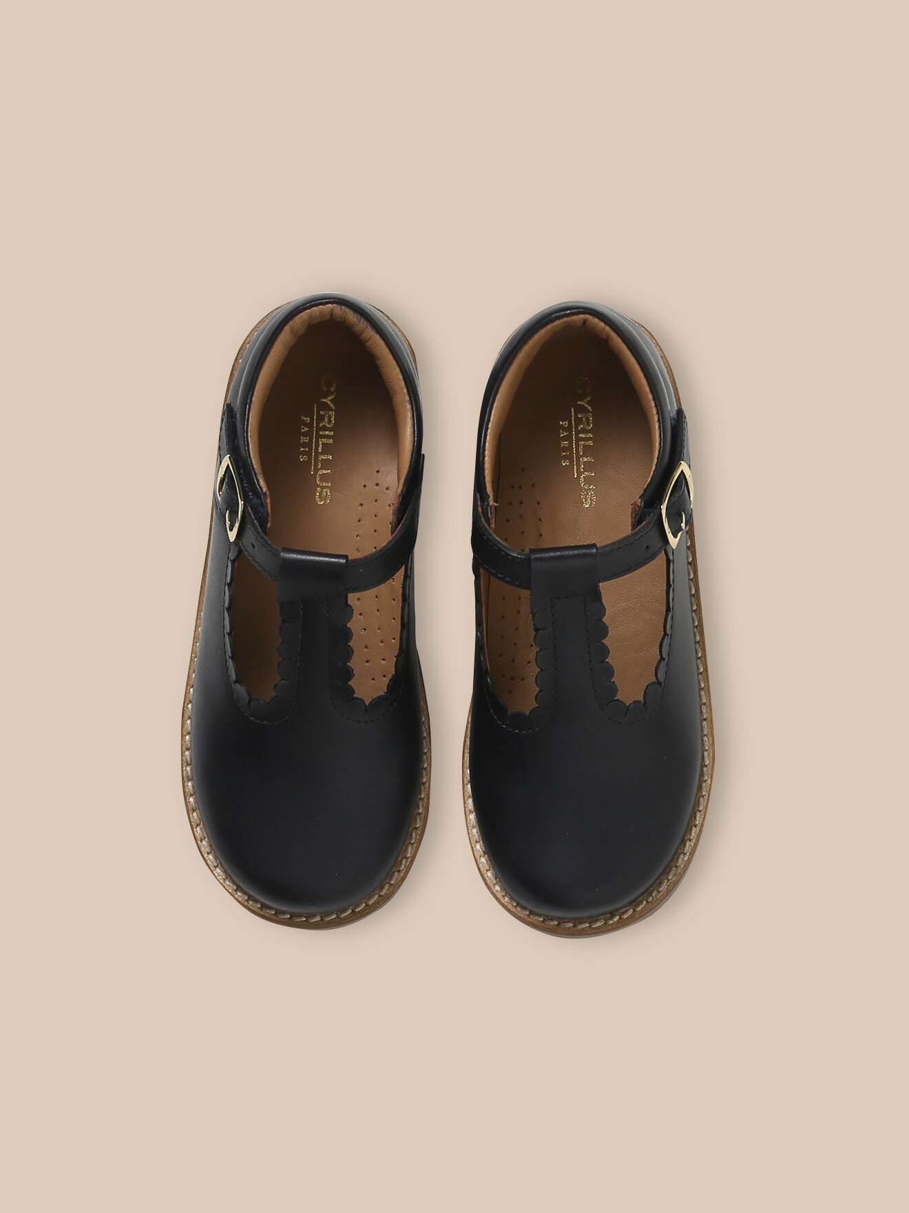 Baya goatskin suede T-bar shoes CYRILLUS Blue