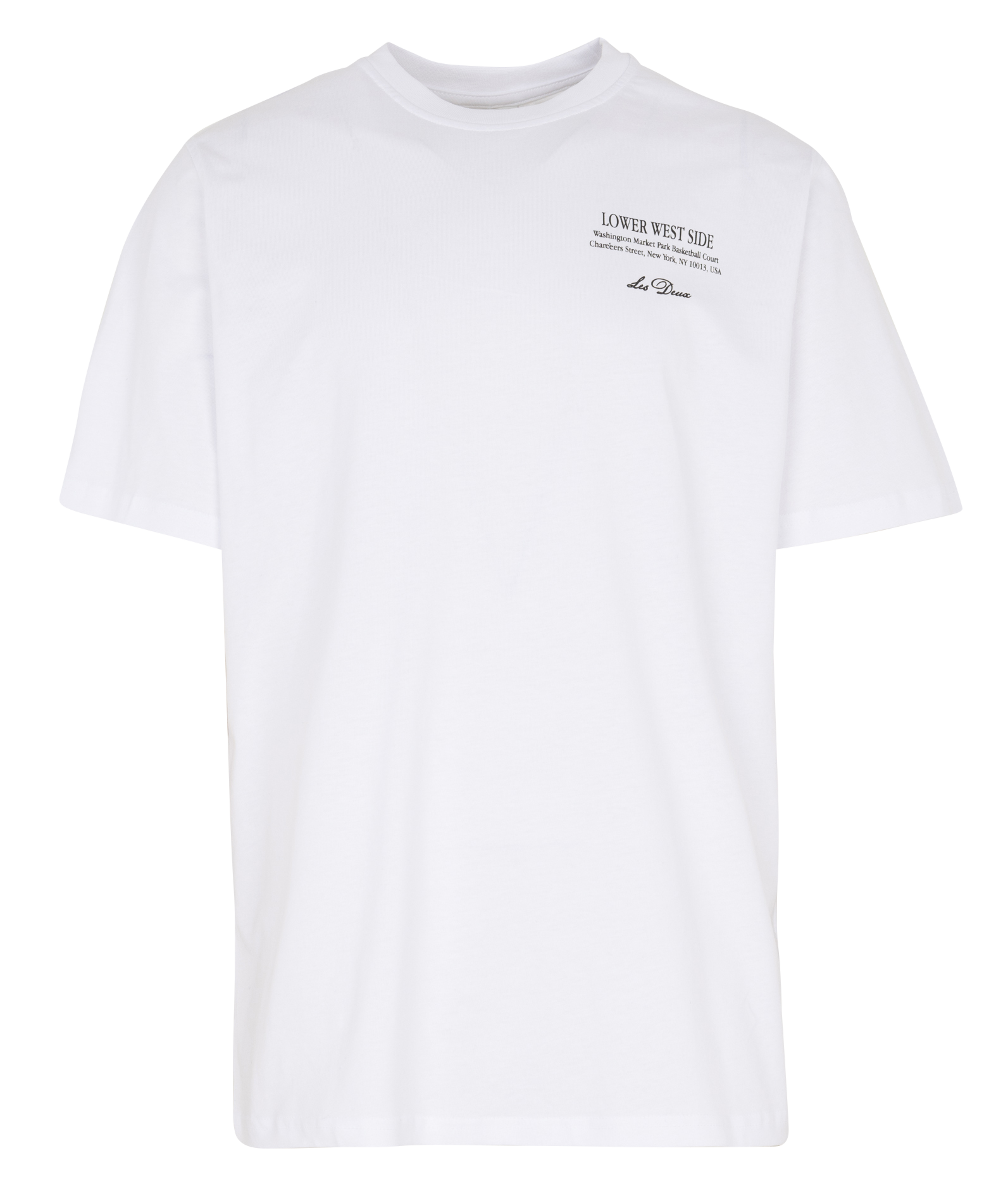 Gerader Rundhalsausschnitt T-Shirt mit Bio-Baumwoll-Print LES DEUX Weiss