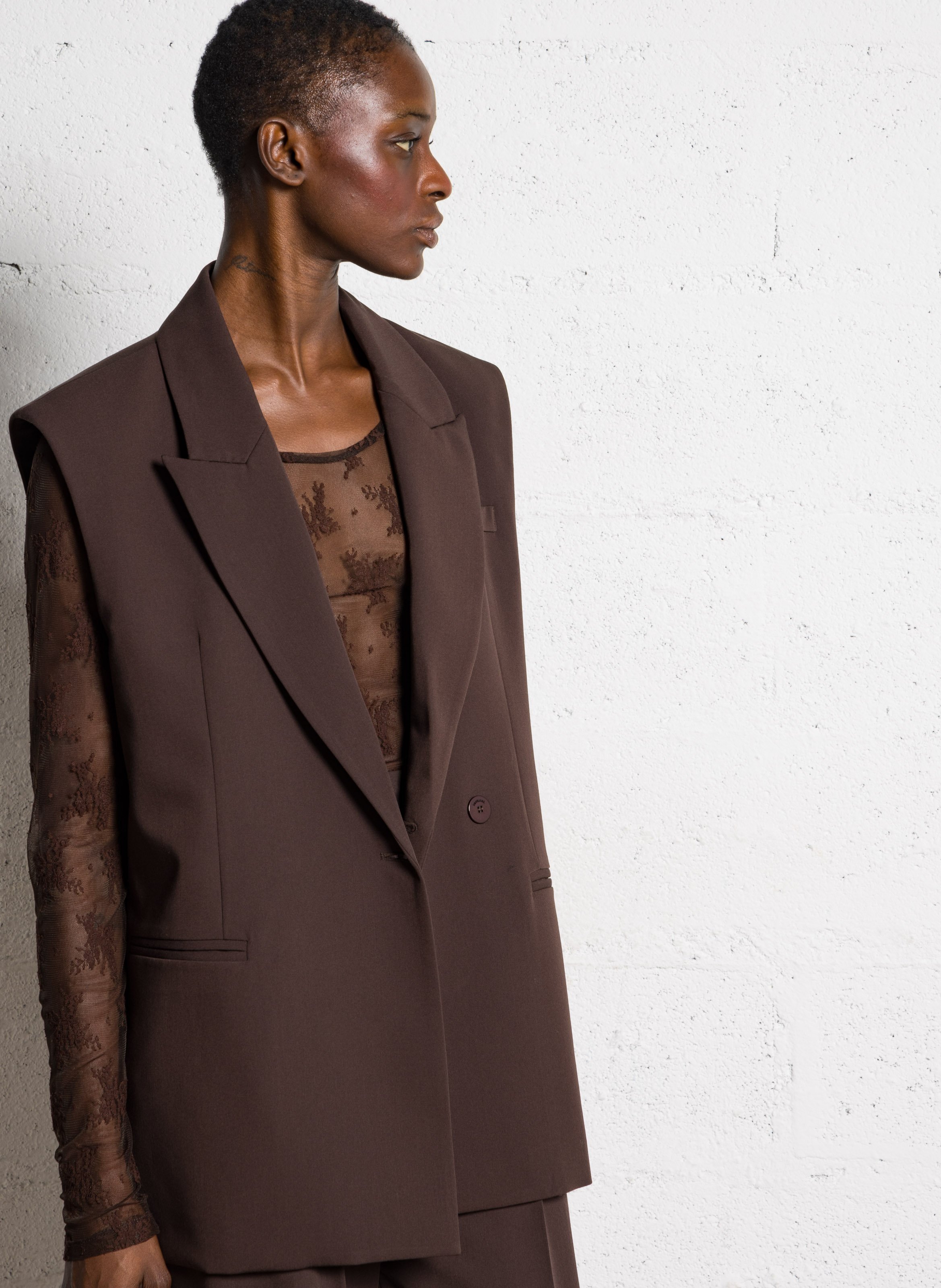 Cardigan with tailored collar IMPERIAL Brown