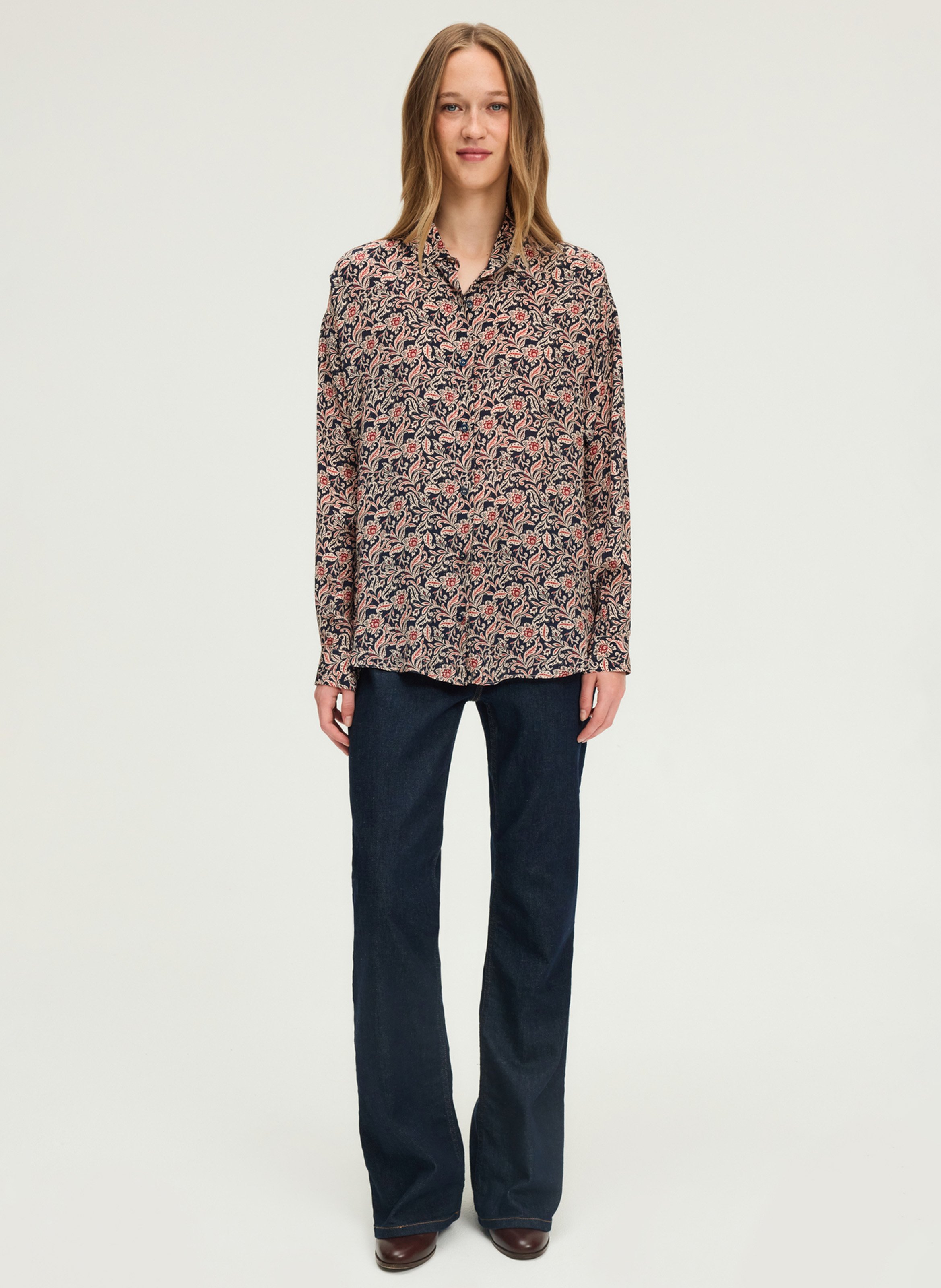 Chemise oversize col classique imprimée PABLO Bleu