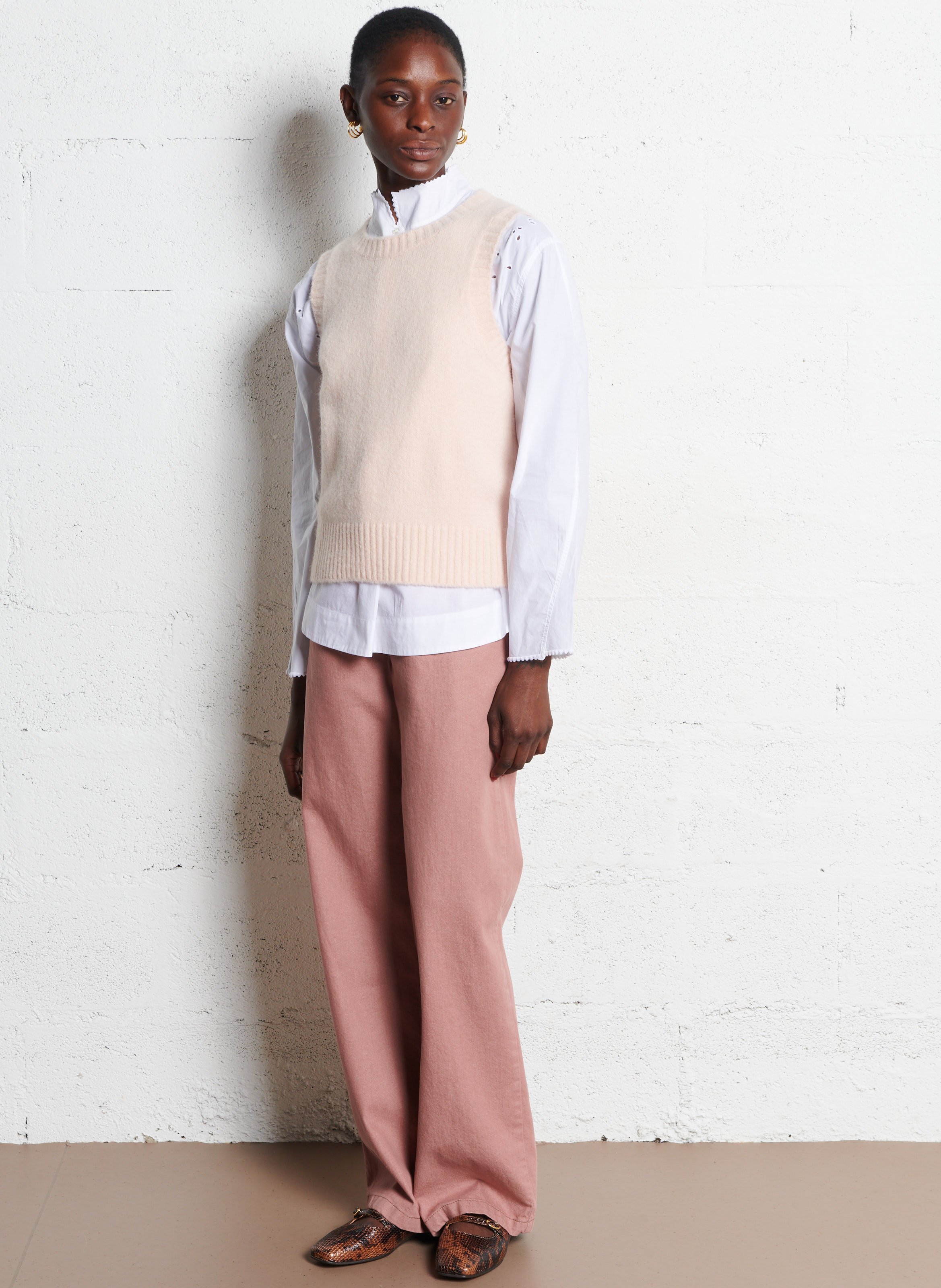 Pull droit sans manche col rond SOEUR Rose