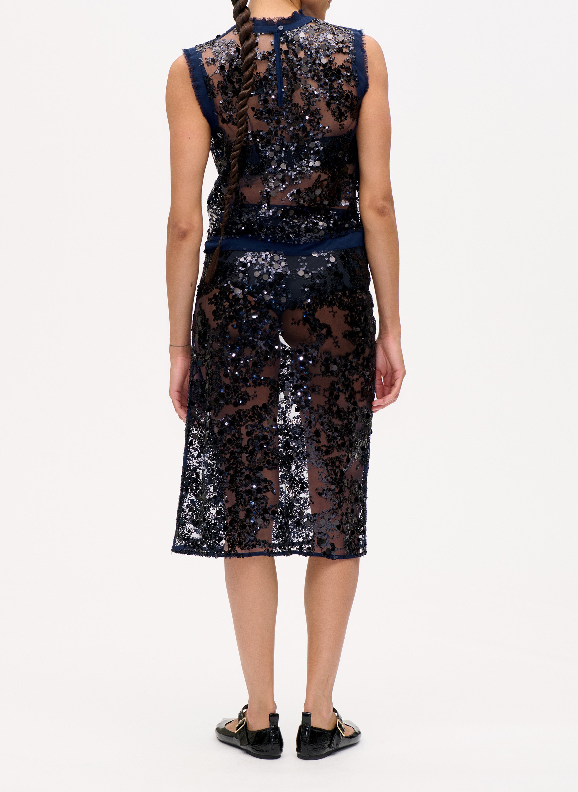 Embroidered round neck top BAUM UND PFERDGARTEN Blue