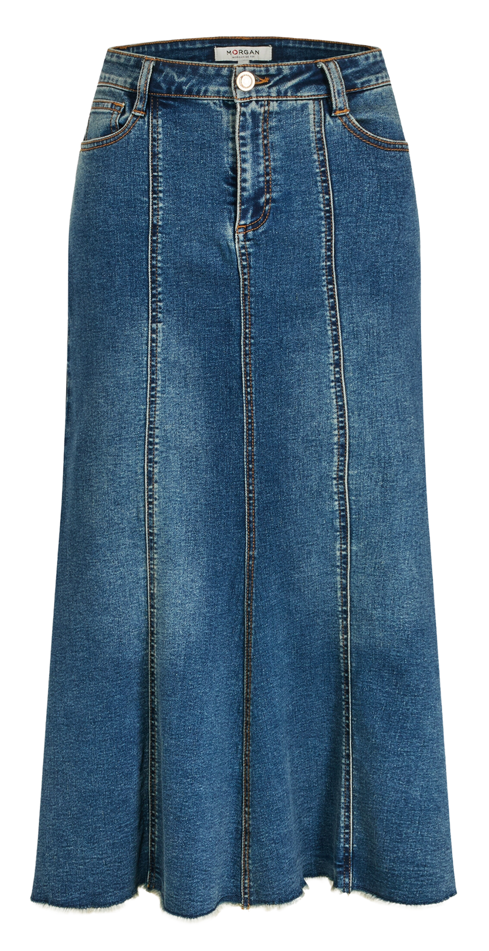 Jupe midi en denim MORGAN Bleu