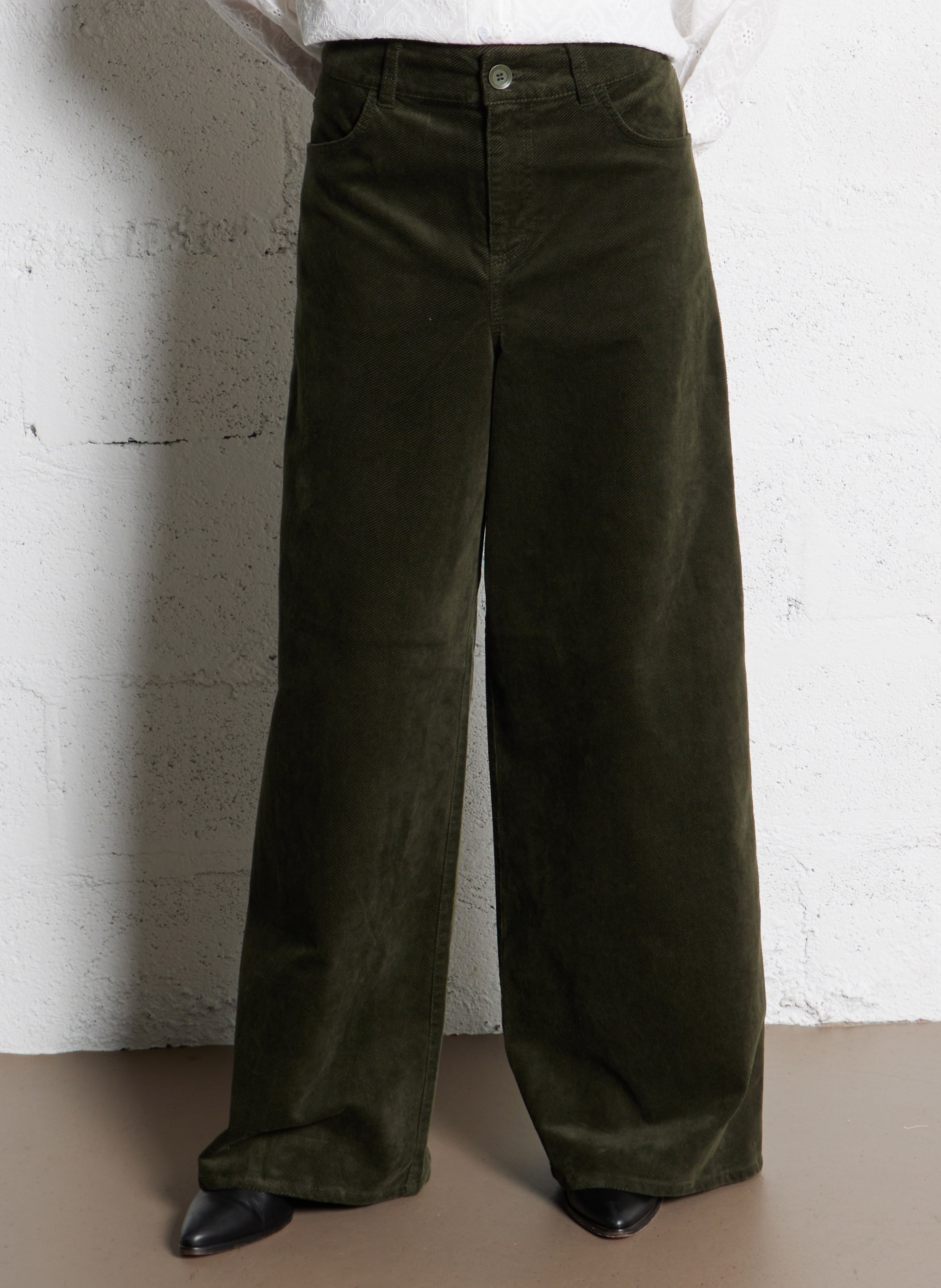 Pantalon large en coton mélangé BENSIMON Kaki