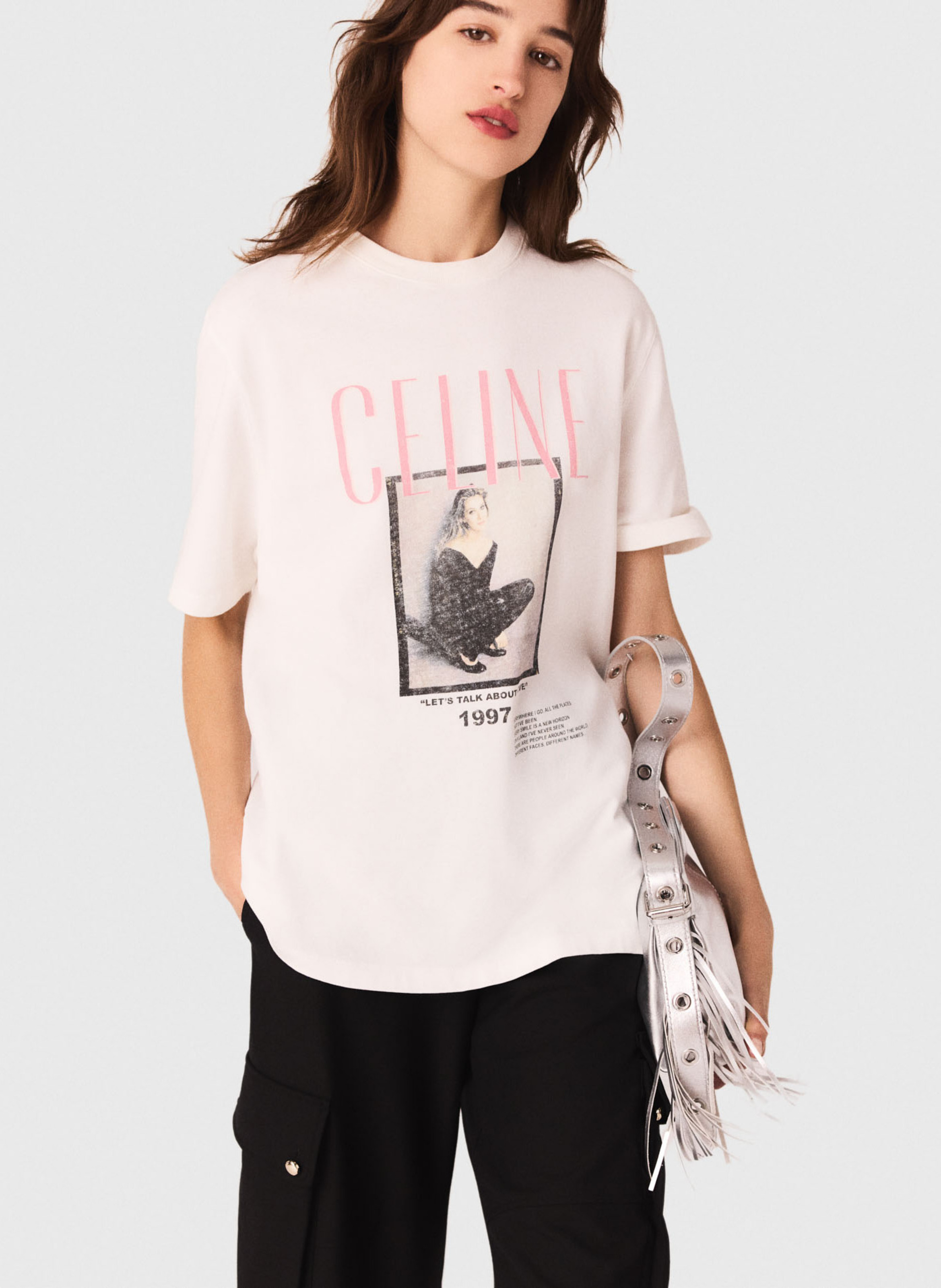 Katoenen T-shirt met korte mouwen en print MAJE Wit