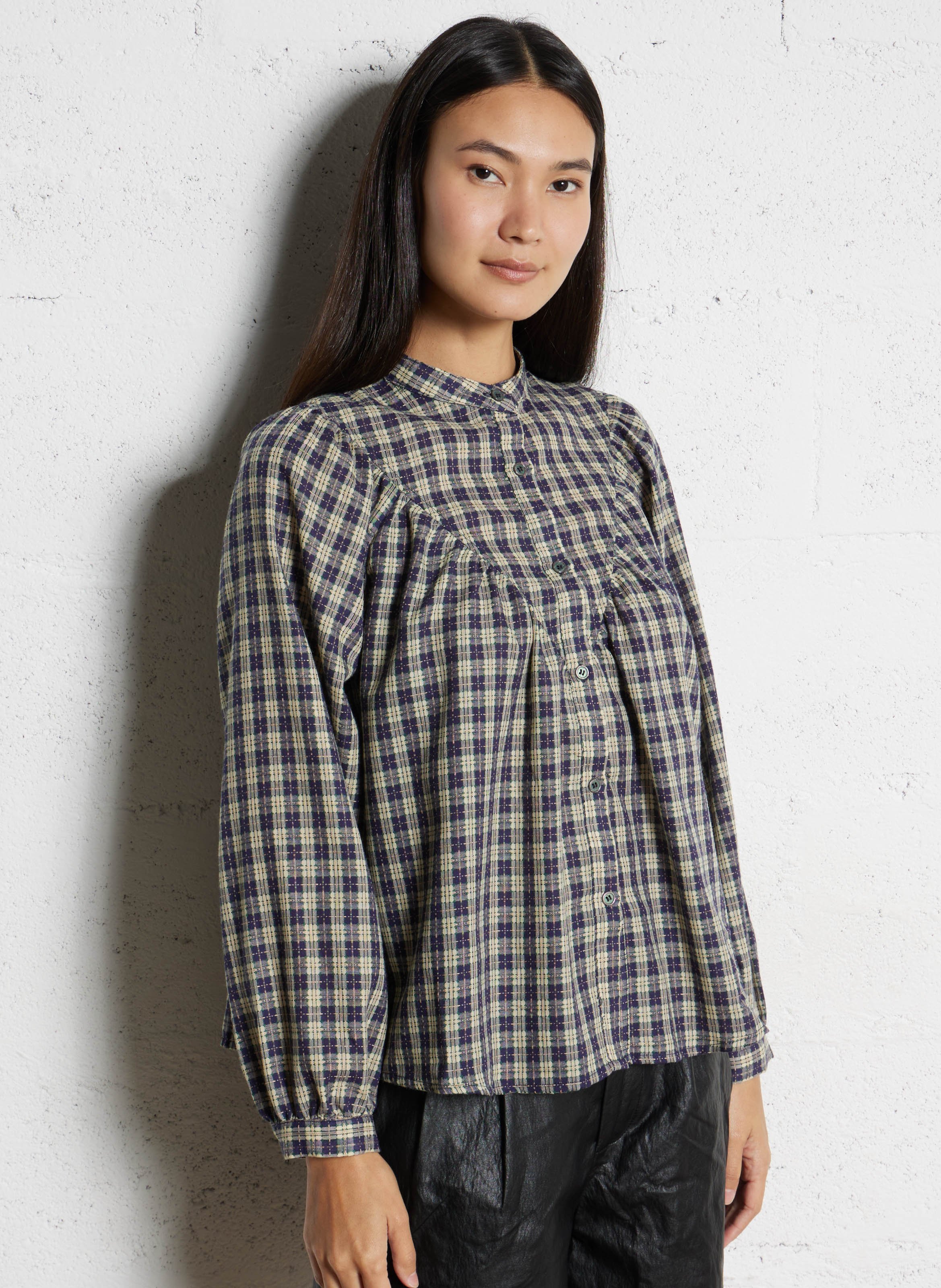 Baumwollbluse mit Rundhalsausschnitt THE KORNER Blau