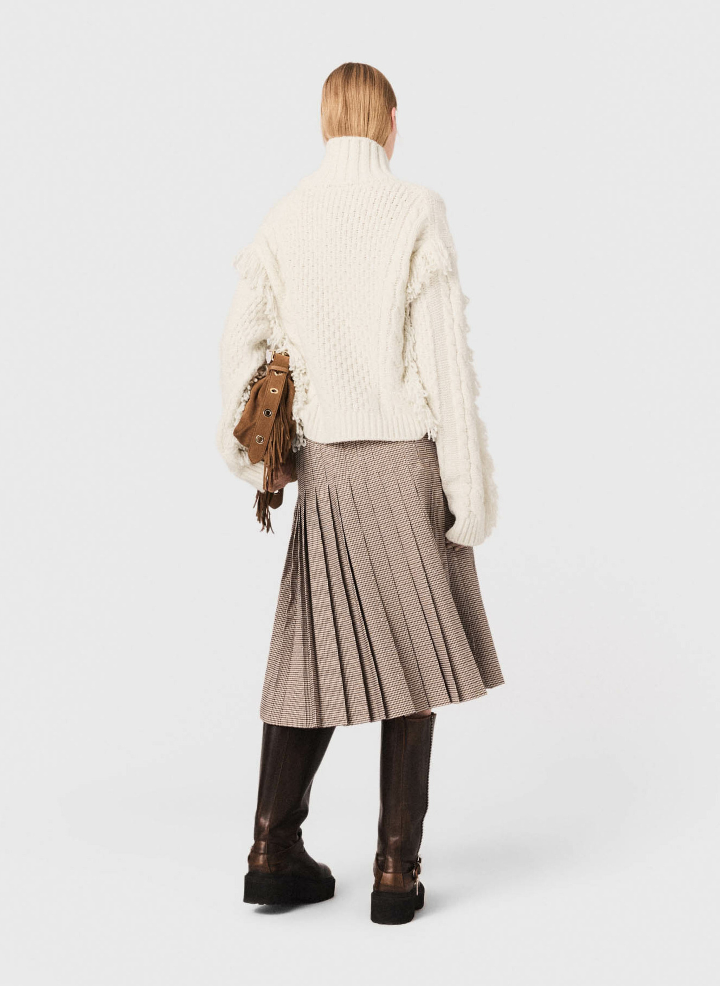 Ausgestellter Midi-Faltenrock MAJE Braun